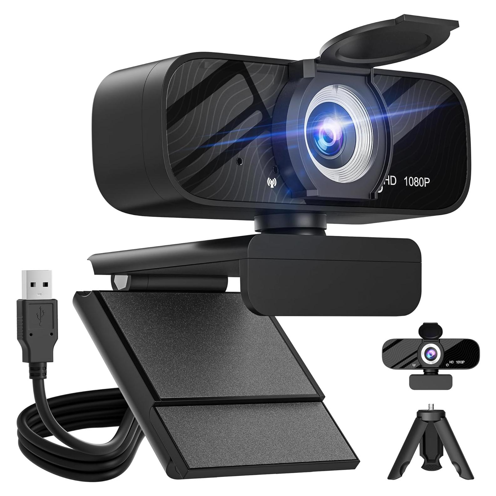 Webcam Gohero Full HD 1080P con Micrófono y Cubierta de Privacidad