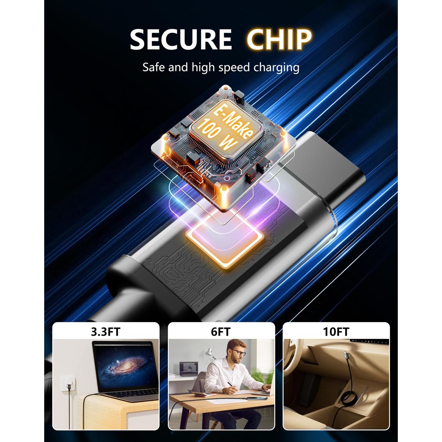 Cable USB C a USB C 1m MEOU Carga Rápida 100W Trenzado