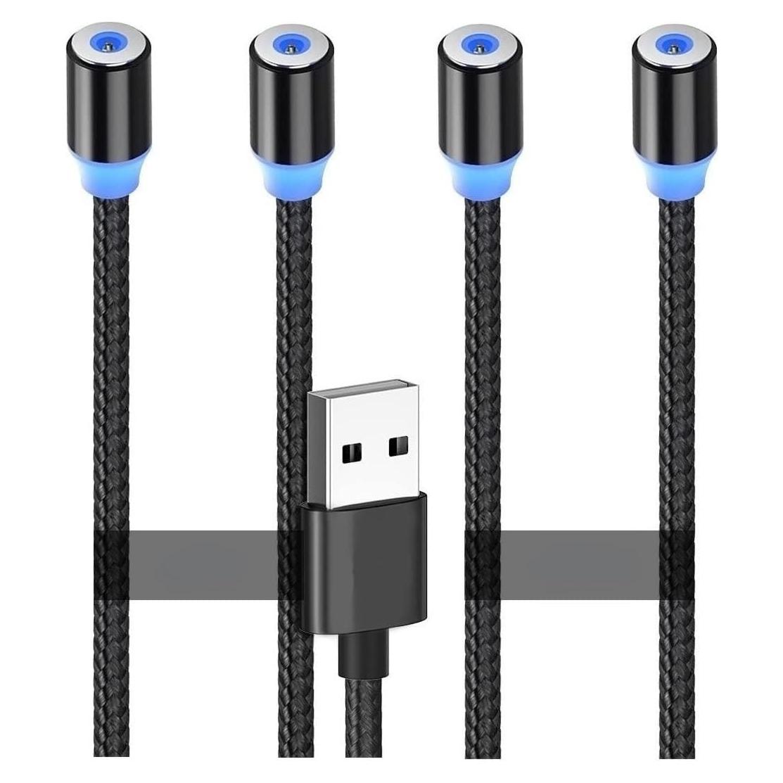 Cable de Carga Magnético Raosky 4pcs 0.2m 2.4A Nylon Trenzado