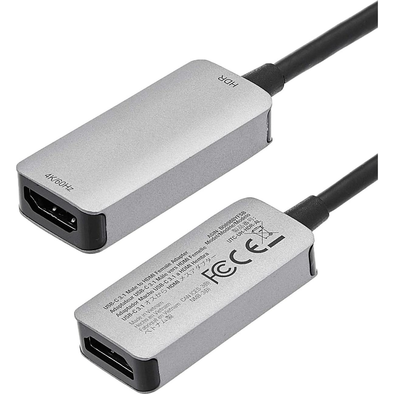 Adaptador USB-C 3.1 a HDMI 4K Amazon Basics Gris