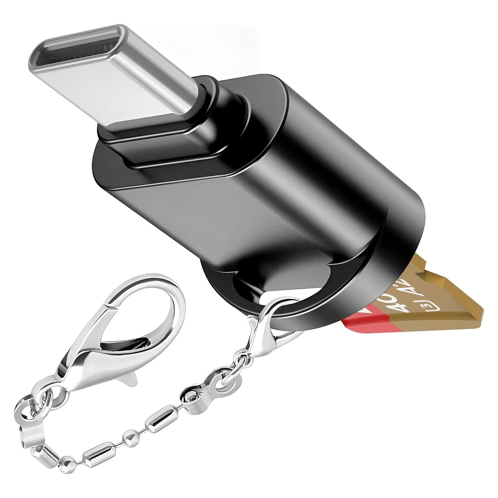 Lector de Tarjeta Micro SD USB-C Wansurs Mini Metal Negro