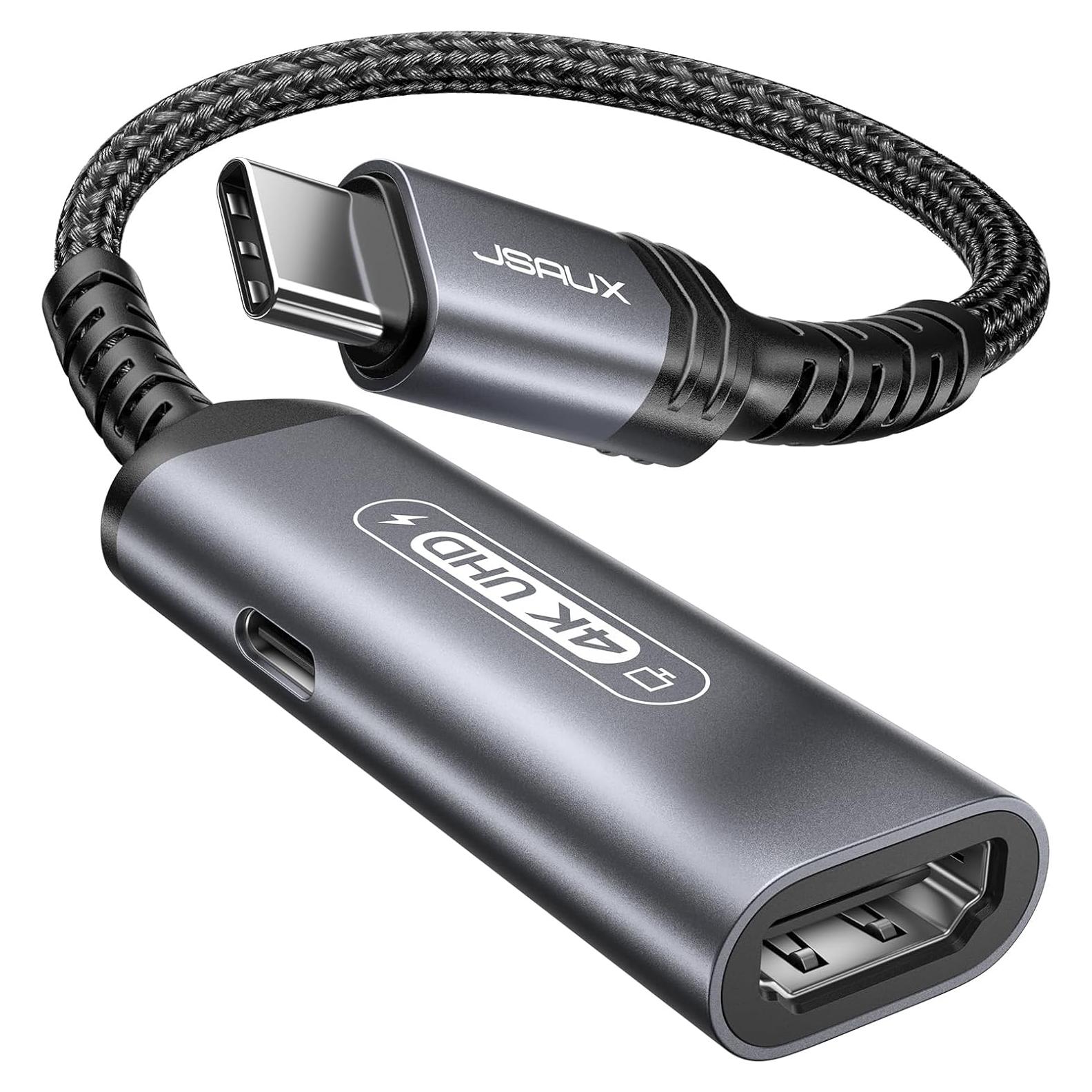 Adaptador JSAUX USB C a HDMI 4K 60Hz con Carga Rápida 100W