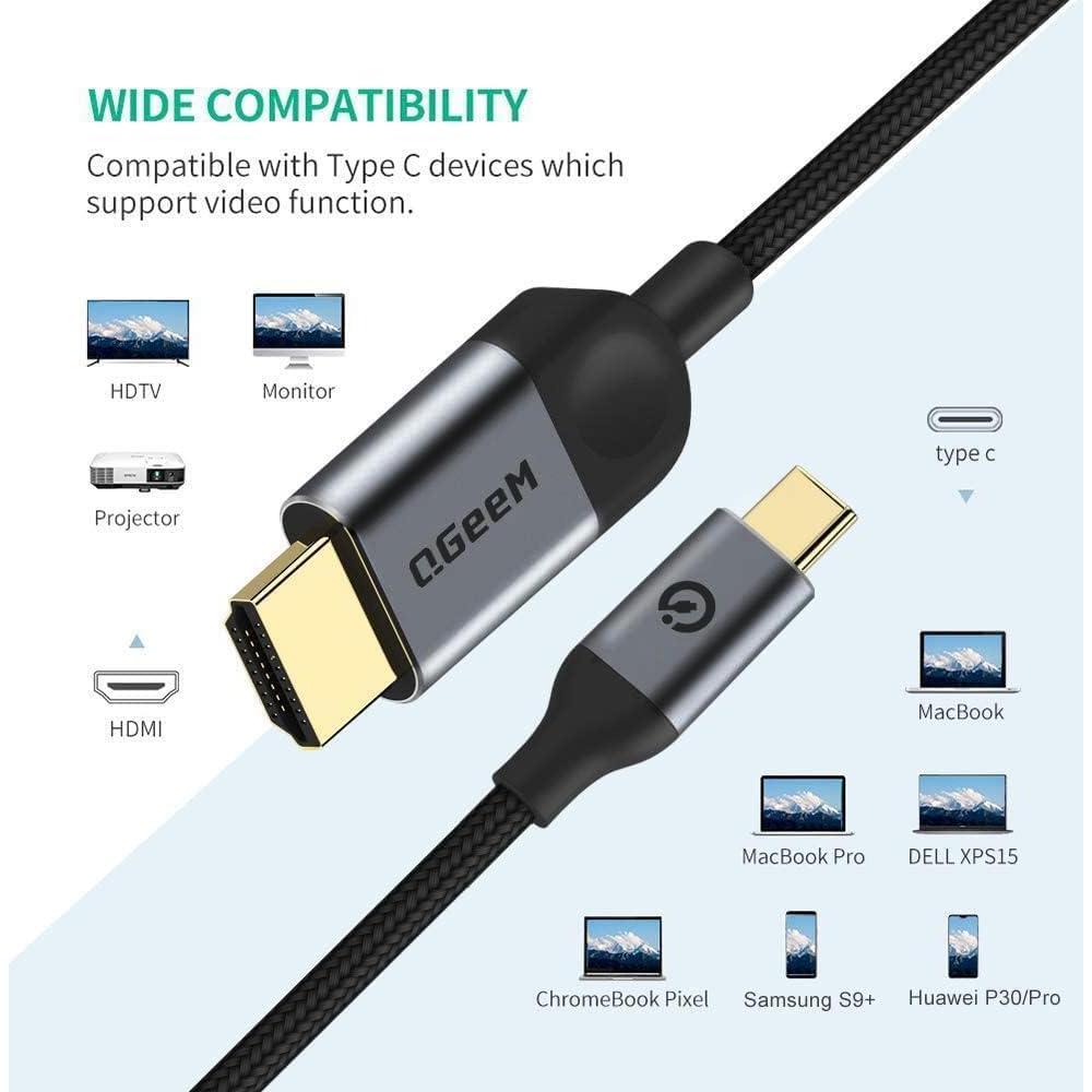Adaptador HDMI USB C QGeeM 1.83m 4K Compatible MacBook y Galaxy