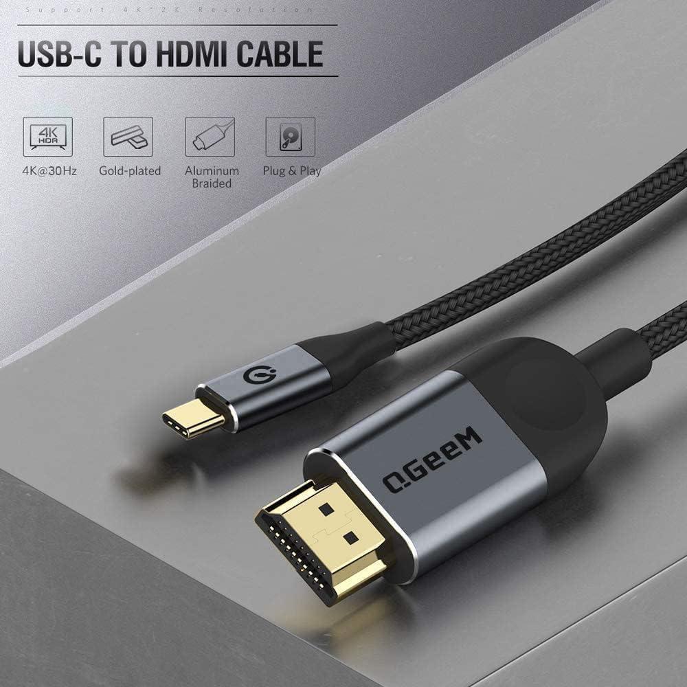 Adaptador HDMI USB C QGeeM 1.83m 4K Compatible MacBook y Galaxy