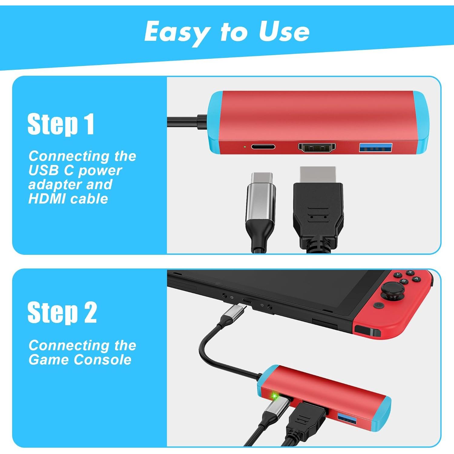 Adaptador USB C a HDMI 4K RuntoGOL para Switch y Steam Deck