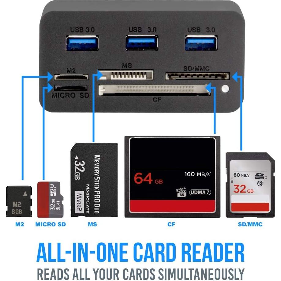 Adaptador HUB USB 3.0 Kingwin con Lector de Tarjetas 5 en 1