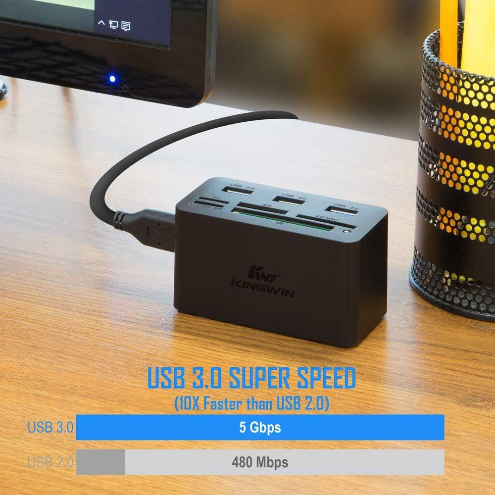 Adaptador HUB USB 3.0 Kingwin con Lector de Tarjetas 5 en 1