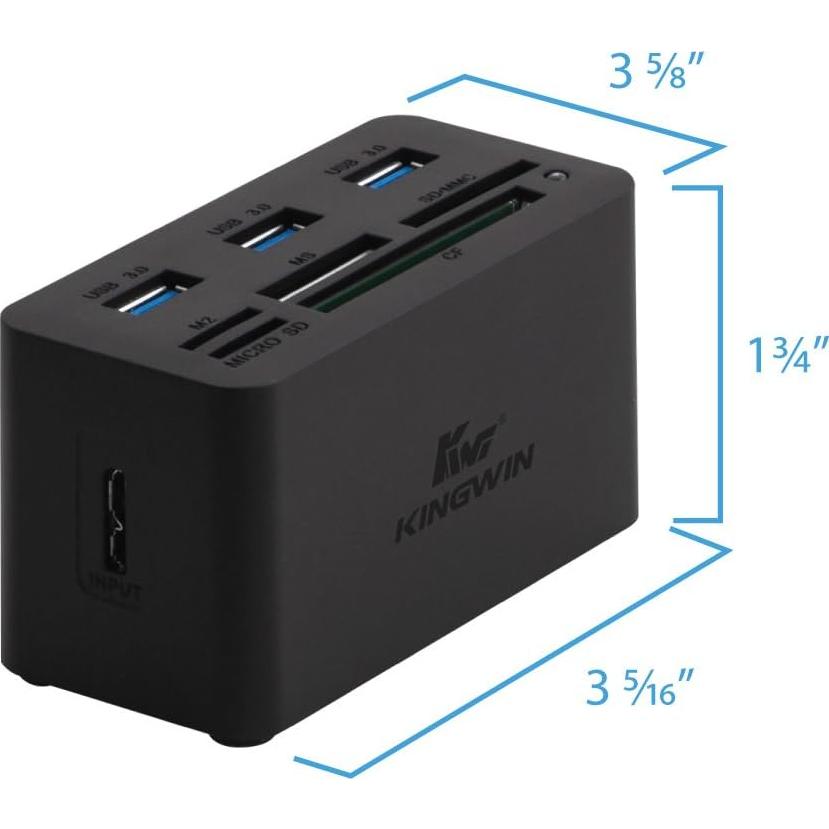 Adaptador HUB USB 3.0 Kingwin con Lector de Tarjetas 5 en 1
