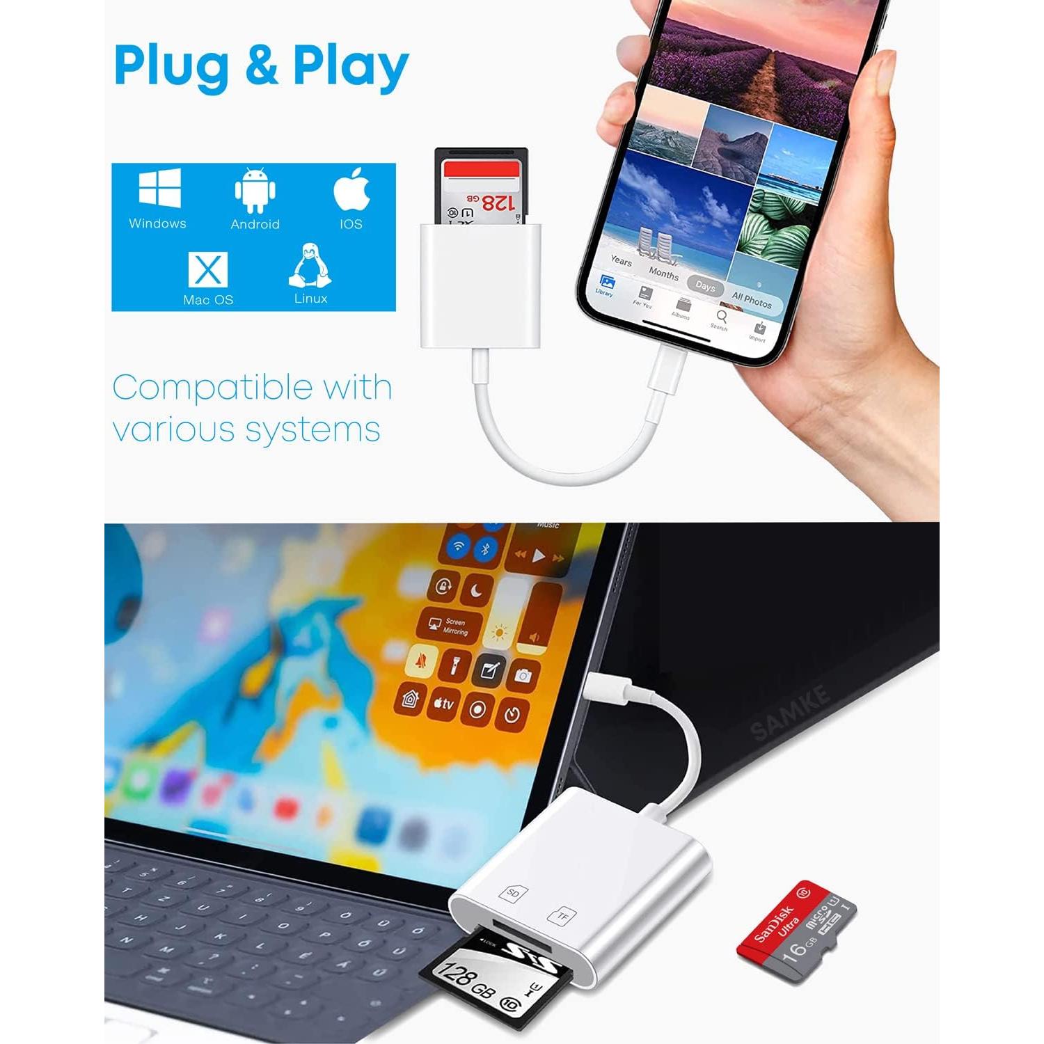 Lector de Tarjetas SD USB-C SAMKE 2 Puertos Alta Velocidad