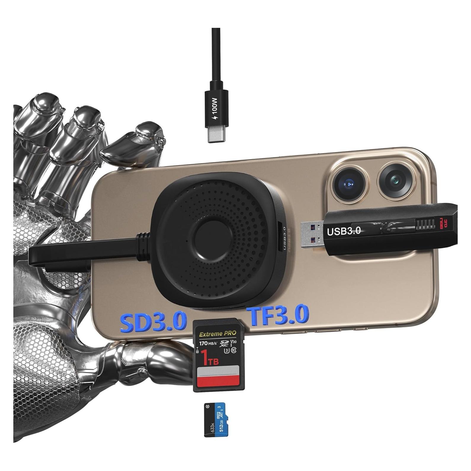 Lector de Tarjetas USB C Bawanfa Plus 4 en 1 SD MicroSD 100W