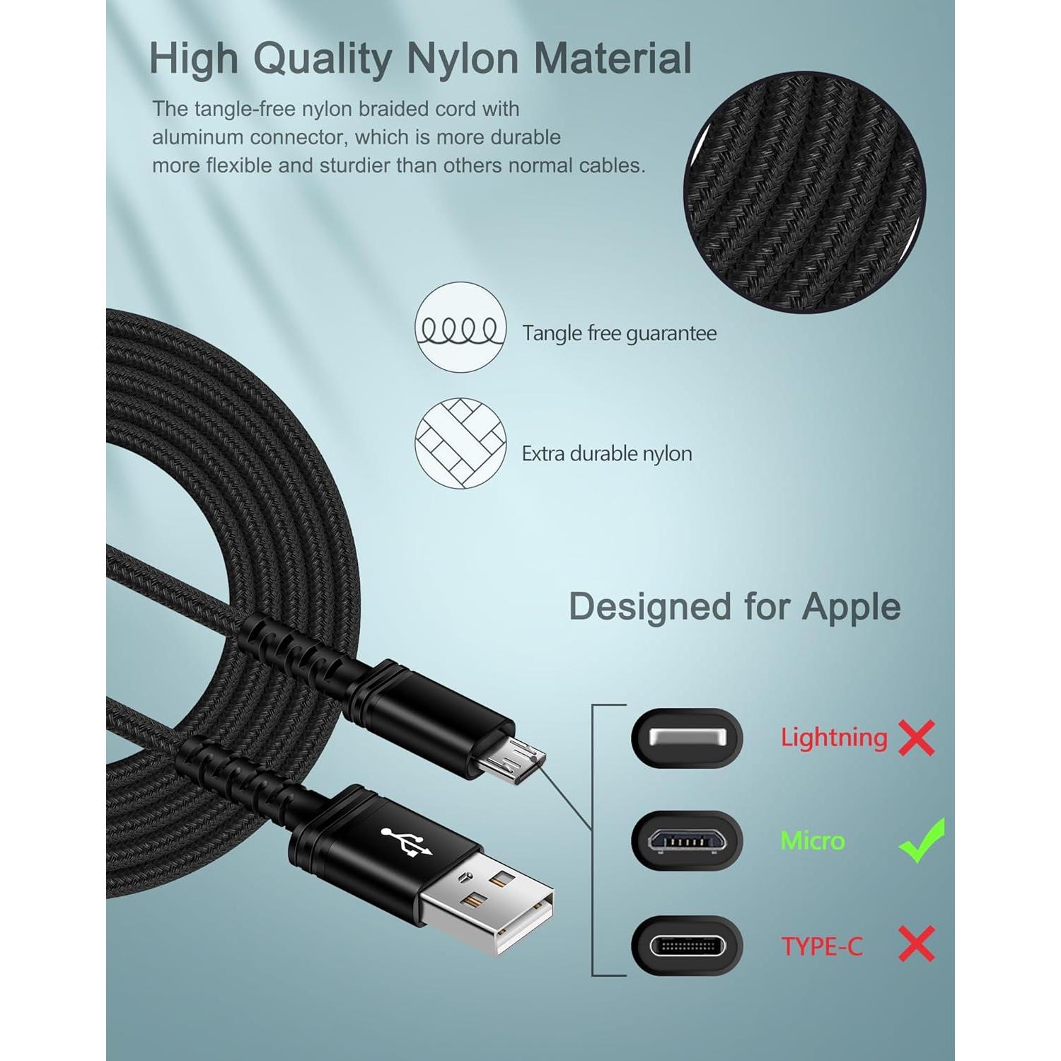 Cargador Micro USB Doble Puerto AILKIN con Cable 1.83m