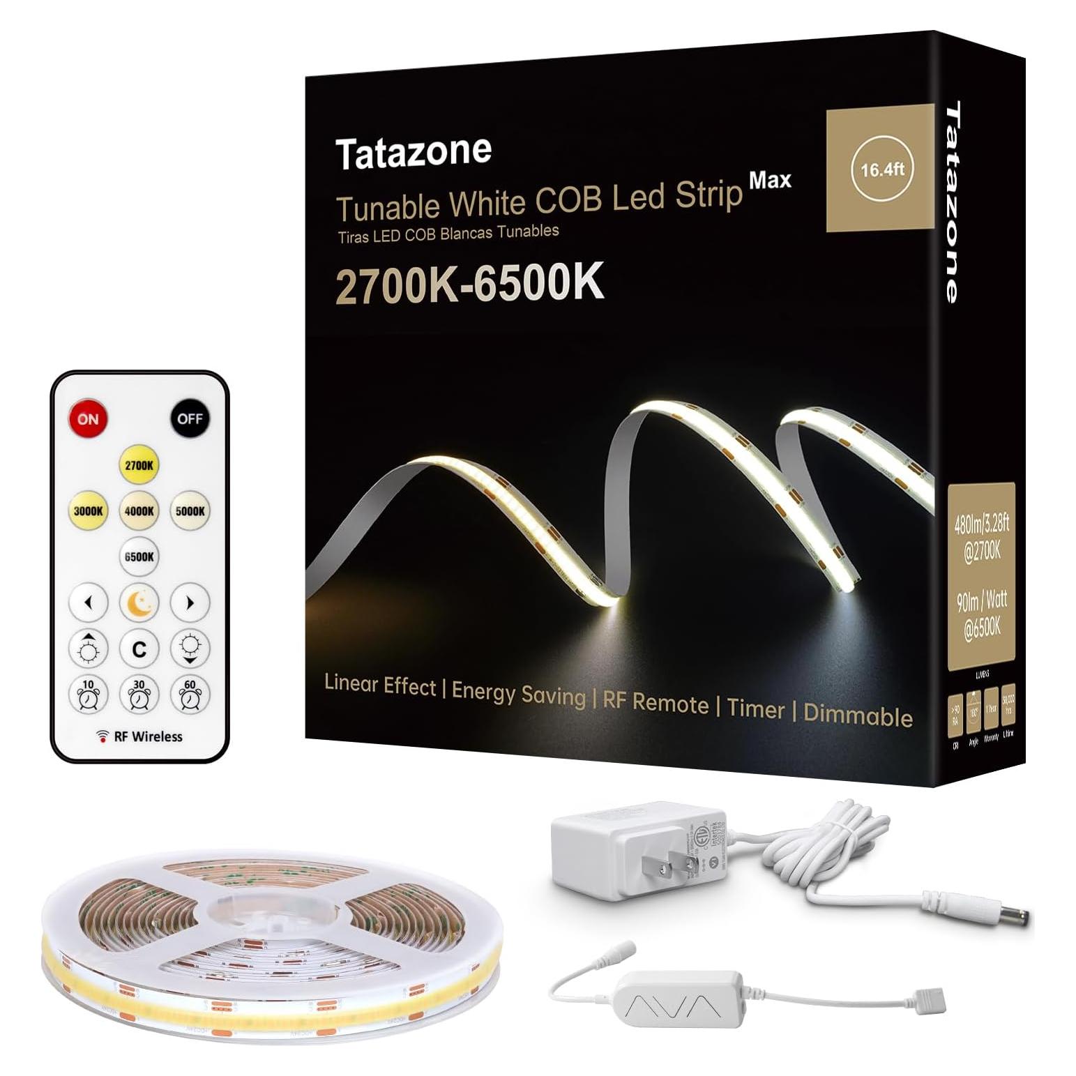Tira de Luz LED COB 2m Tatazone Ajustable Control Remoto