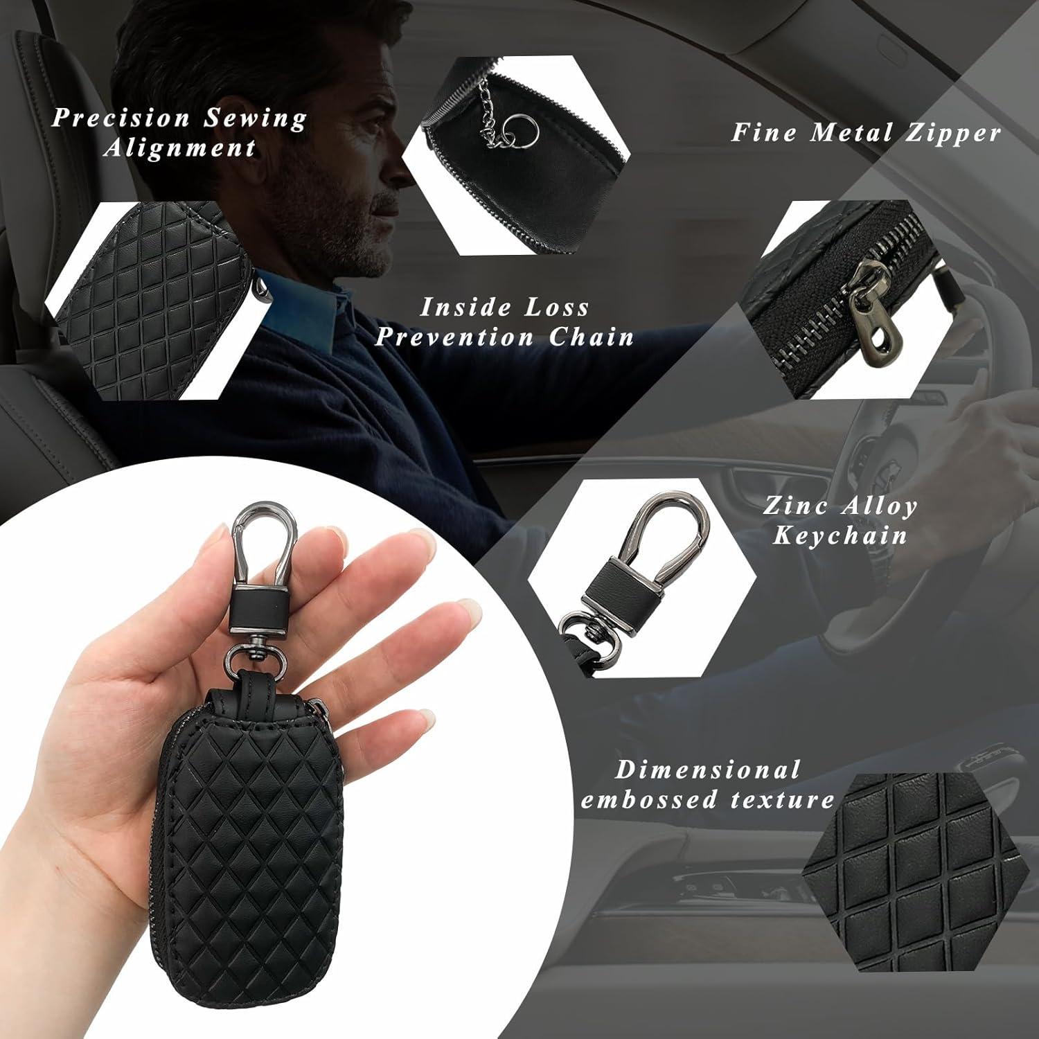 Funda para Llave de Auto Dickno de Cuero Negro Antirayaduras