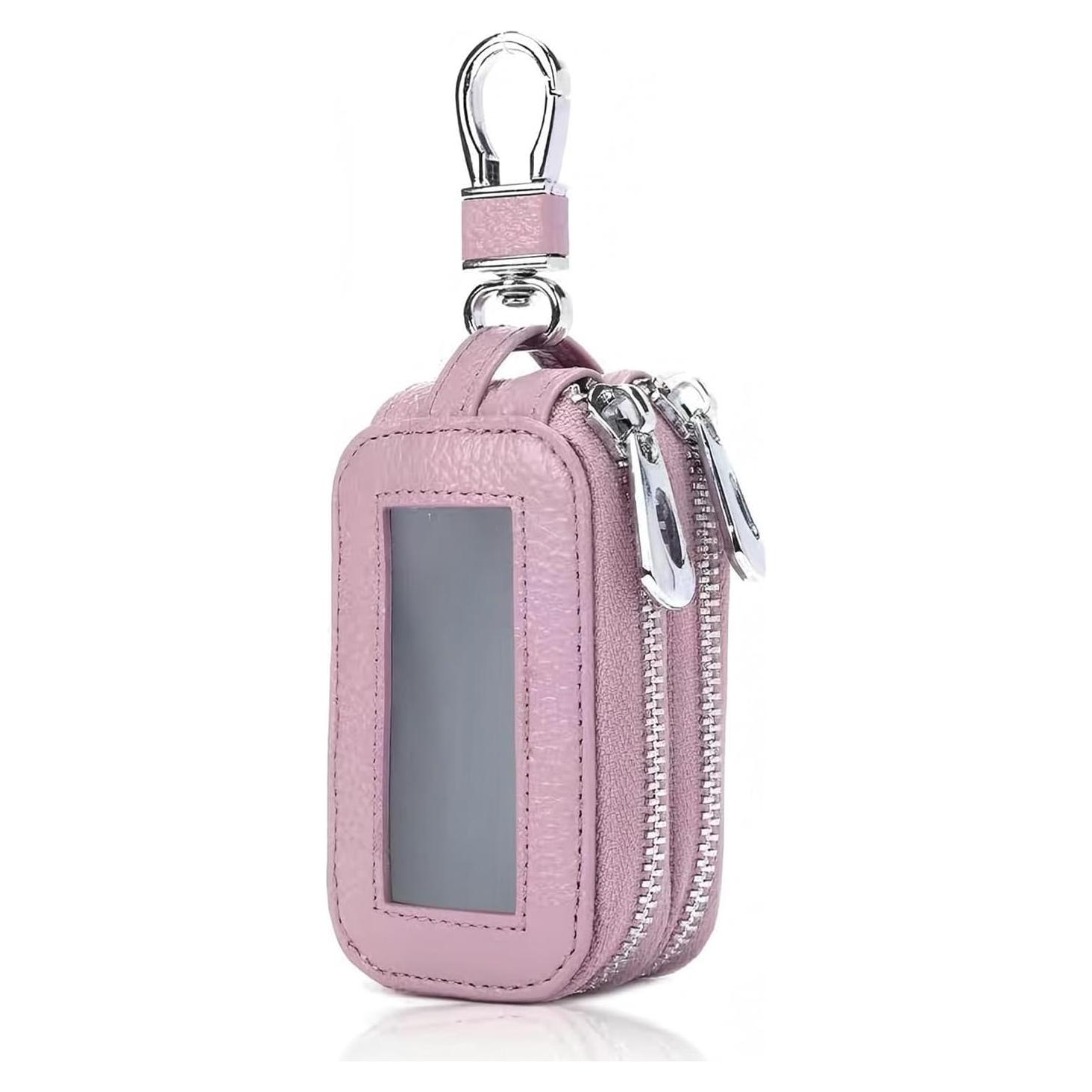 Funda de Llave de Coche de Cuero Rosa Universal - Soporte Práctico