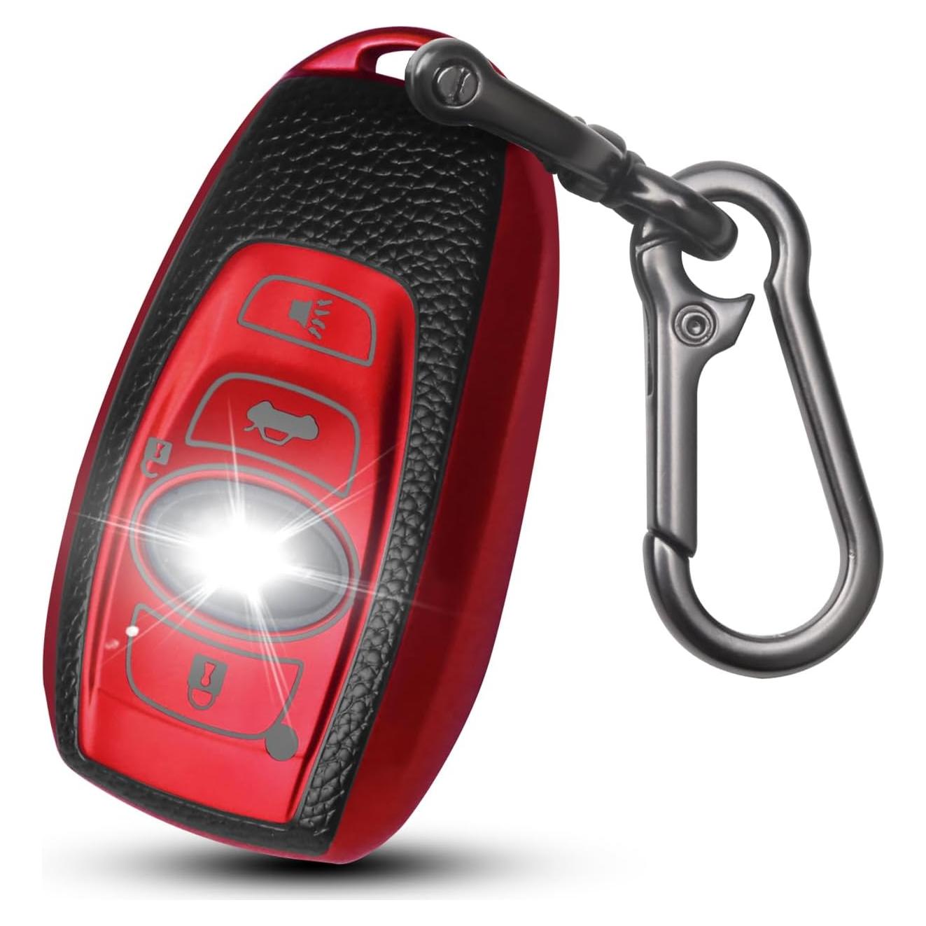 Funda de Llave QBUC para Subaru 4 Botones TPU Rojo