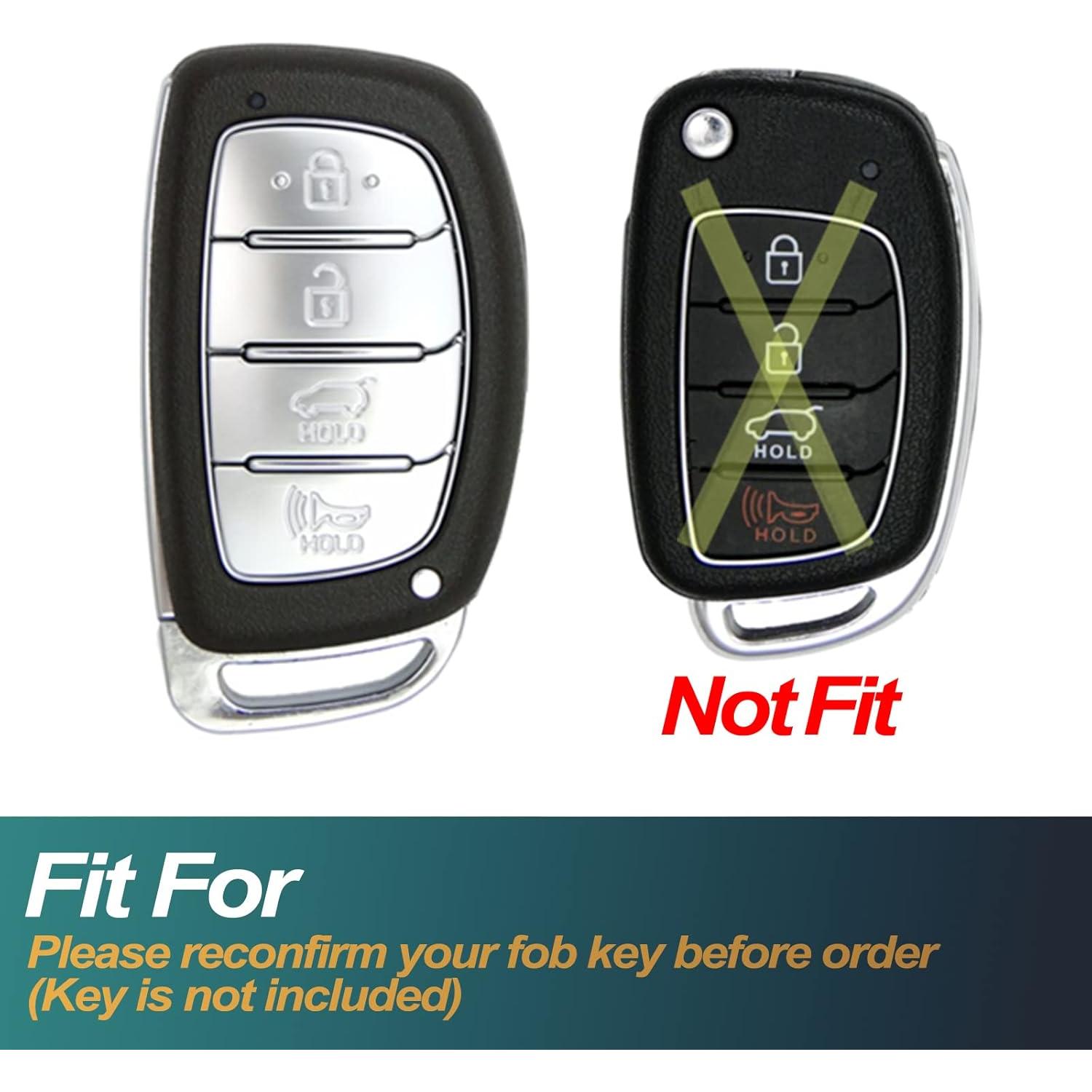 Cubierta de llavero FEYOUN TPU verde para Hyundai Elantra 4 botones