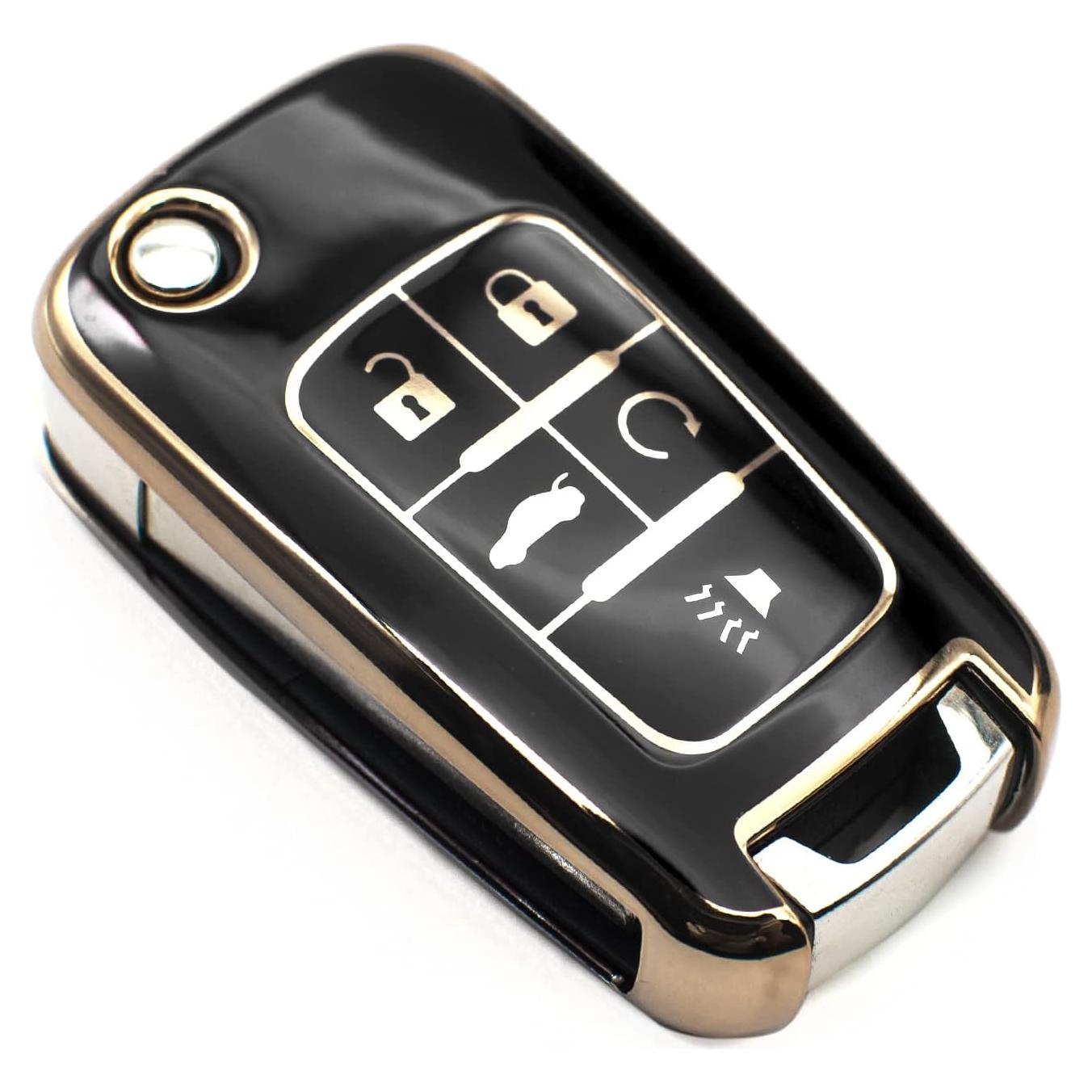 Cubierta de llavero FEYOUN para Chevy y Buick, TPU Negro