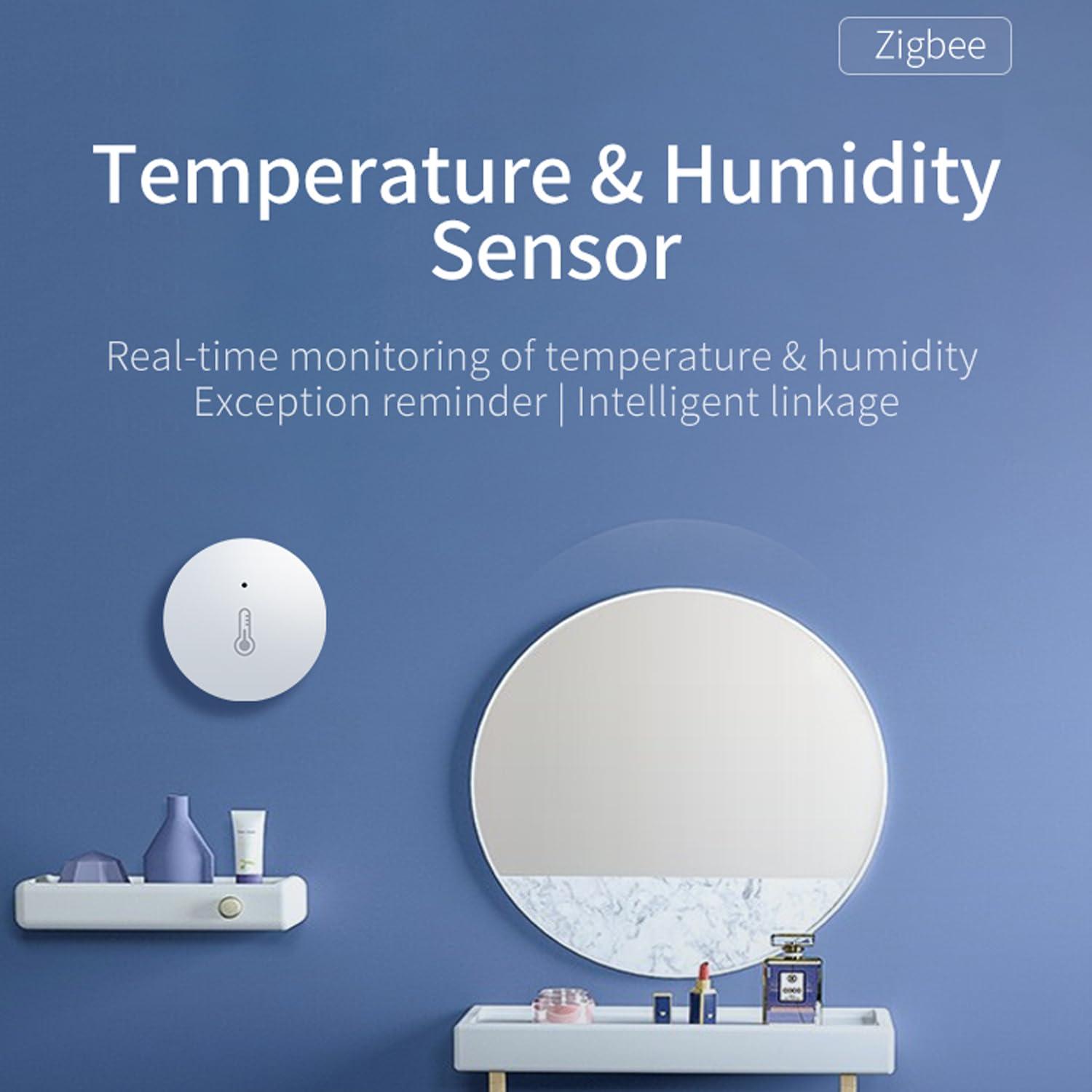 Sensor de Temperatura y Humedad Haozee Zigbee, 4x4 cm