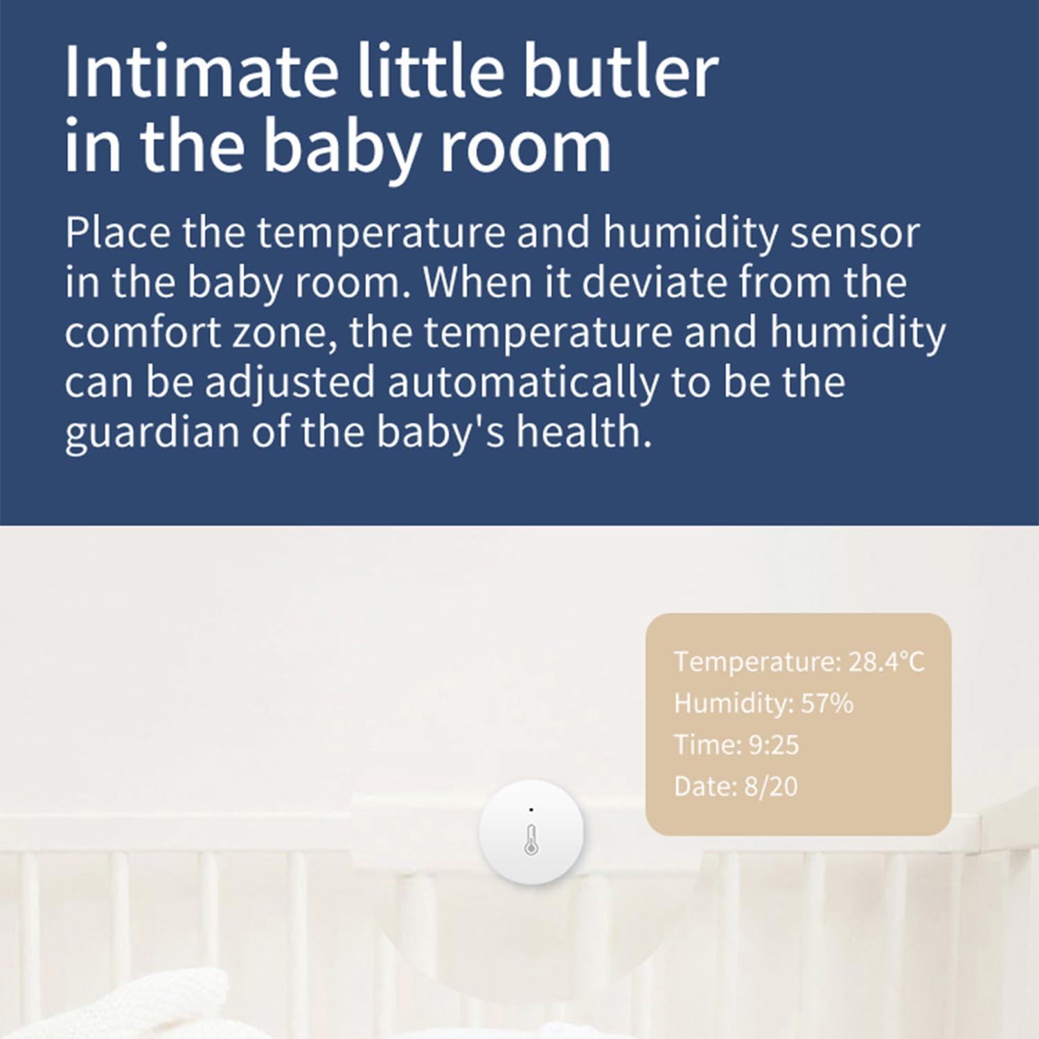 Sensor de Temperatura y Humedad Haozee Zigbee, 4x4 cm