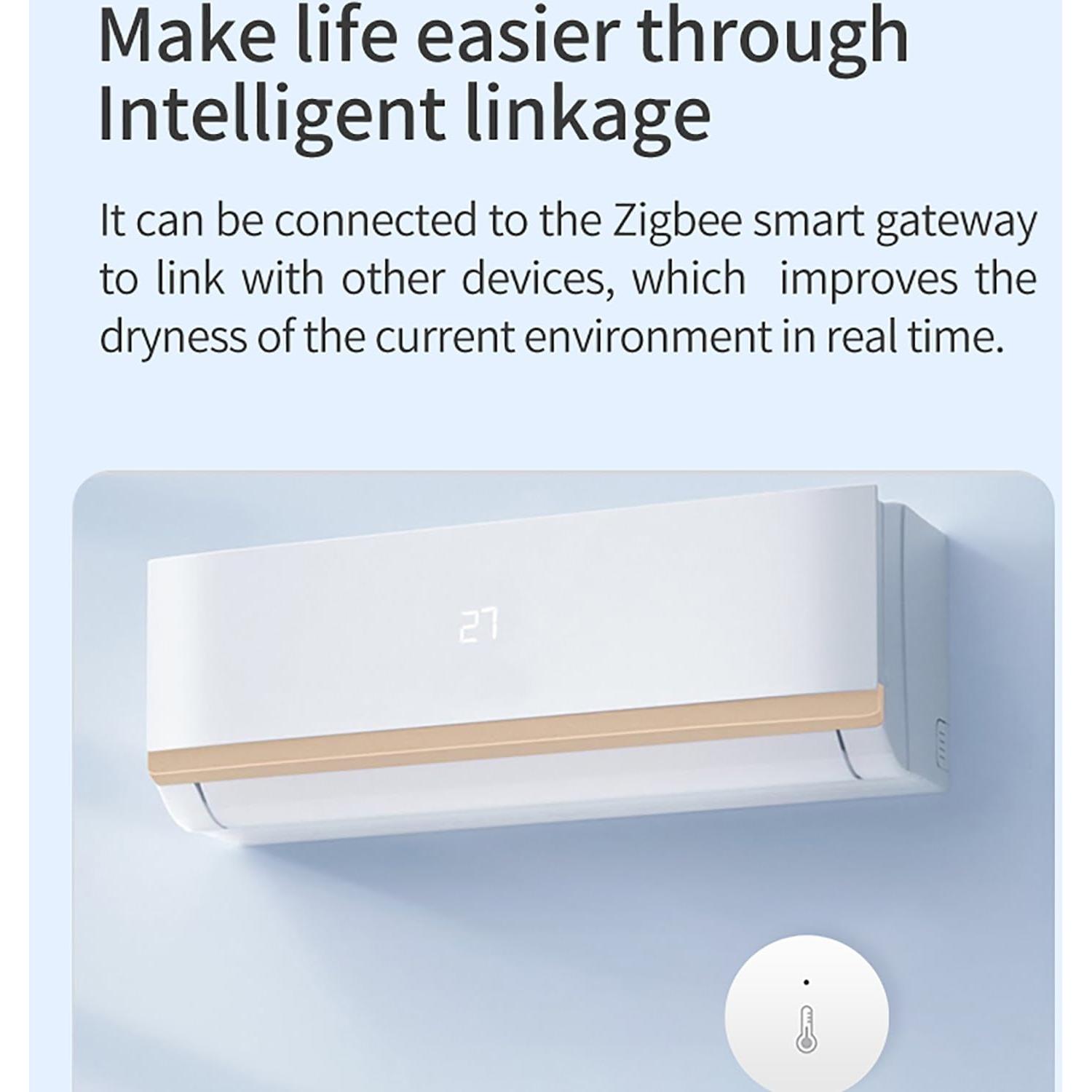 Sensor de Temperatura y Humedad Haozee Zigbee, 4x4 cm