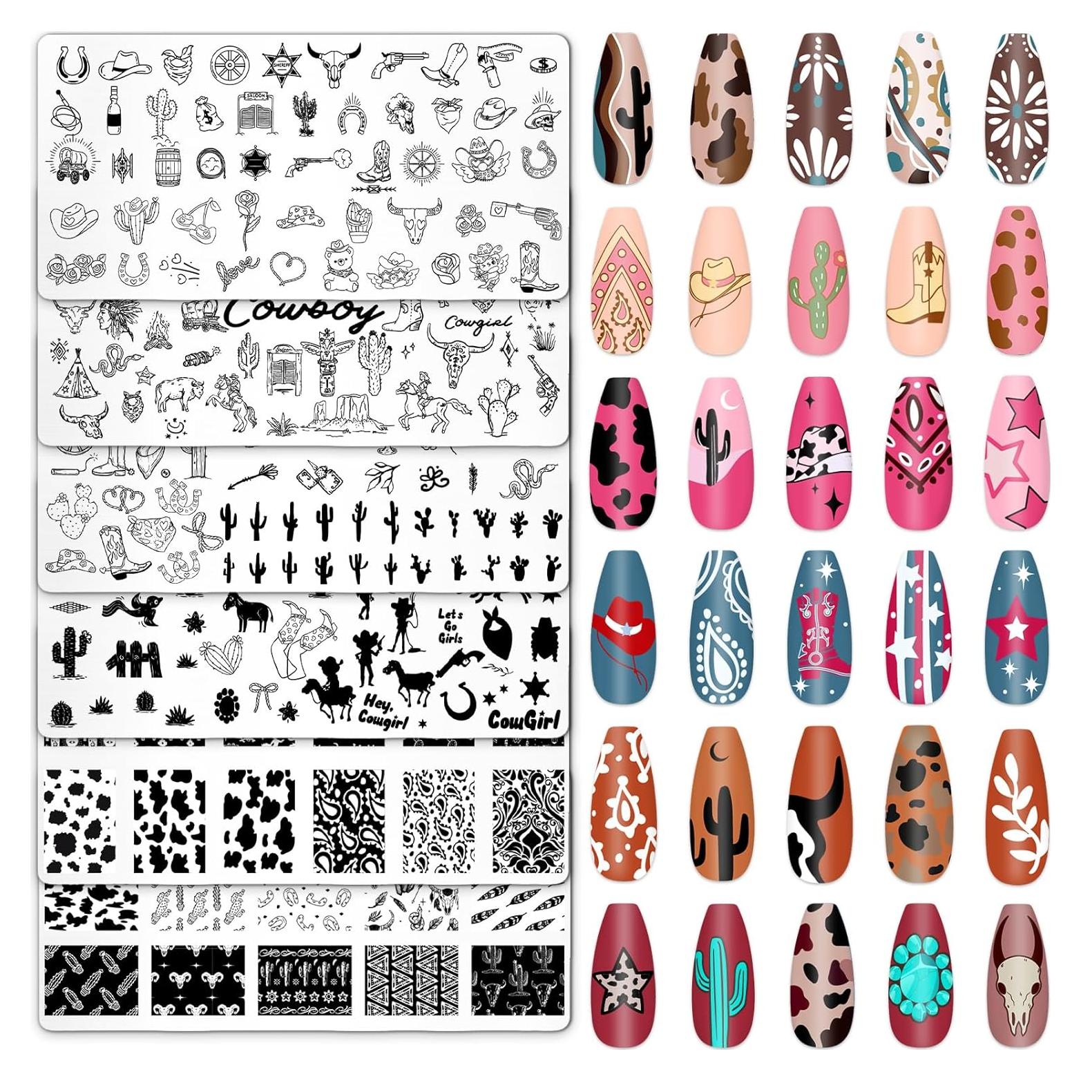 Set de 6 Placas de Estampado de Uñas Whaline - Diseño Oeste