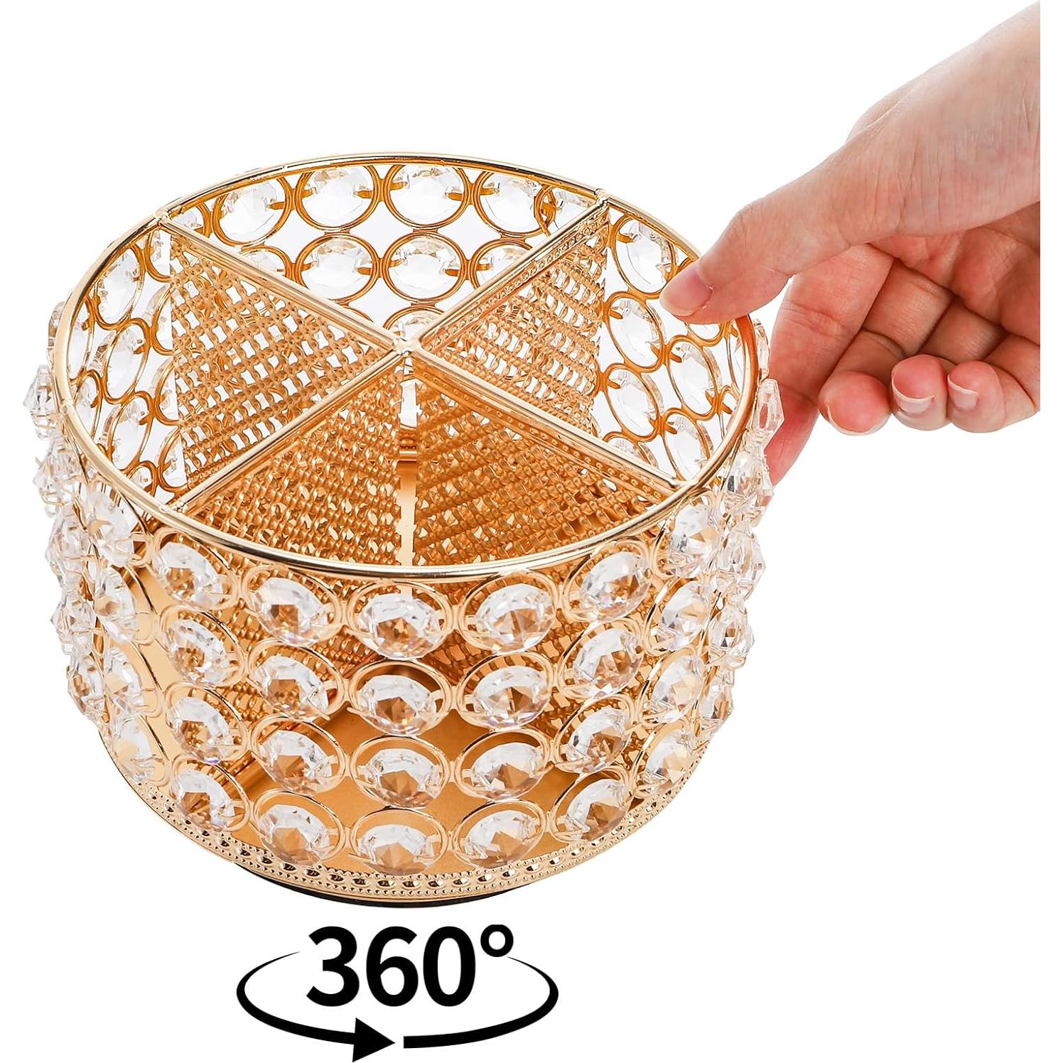 Organizador de Tocador Hedume de Cristal Rotatorio 360° 4 Compartimentos