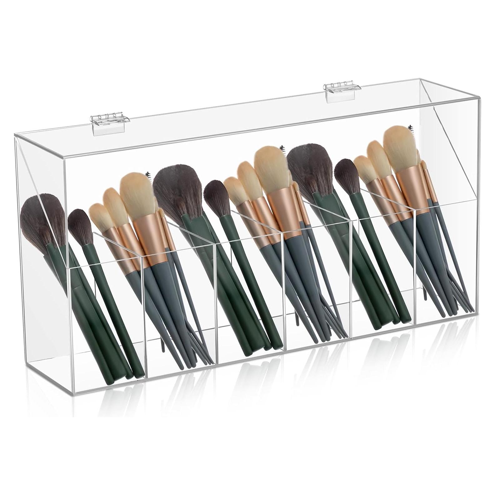 Organizador de Brochas de Maquillaje Acrílico Threehoney 6-Bolsillos