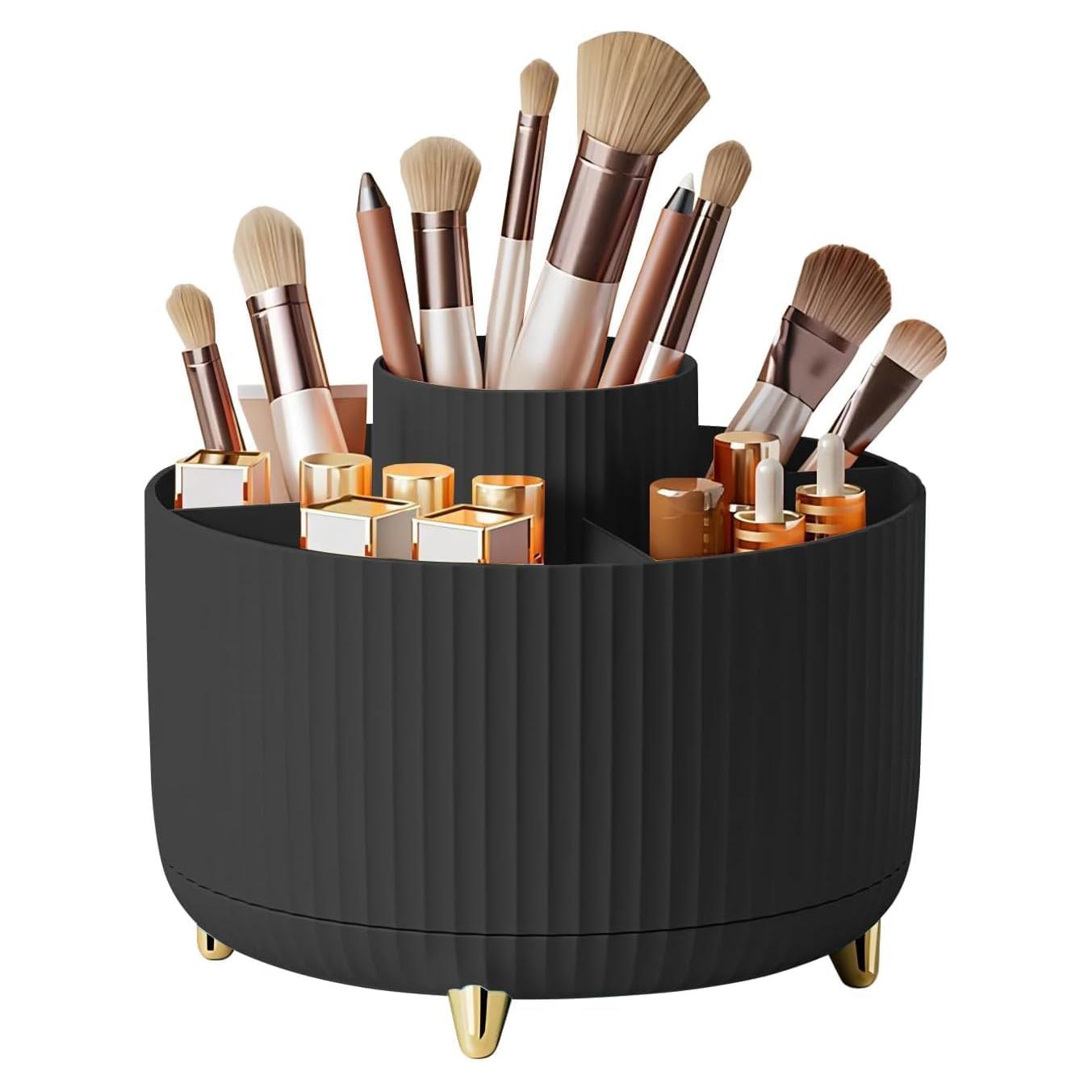 Soporte Rotatorio para Brochas de Maquillaje Y9A5N0K3O Negro
