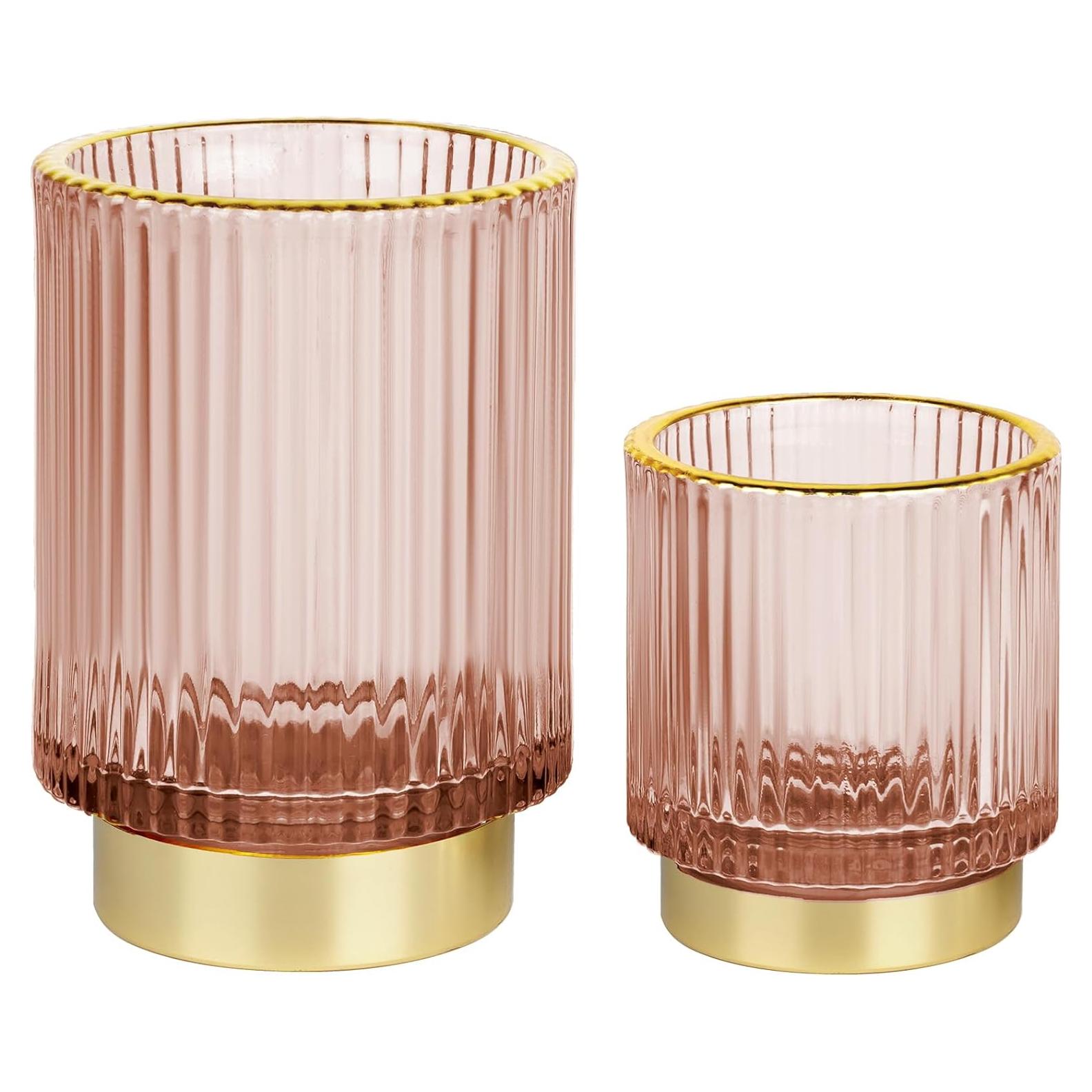 Organizador de Brochas de Maquillaje FullMeet Rosa Vidrio 2Pack