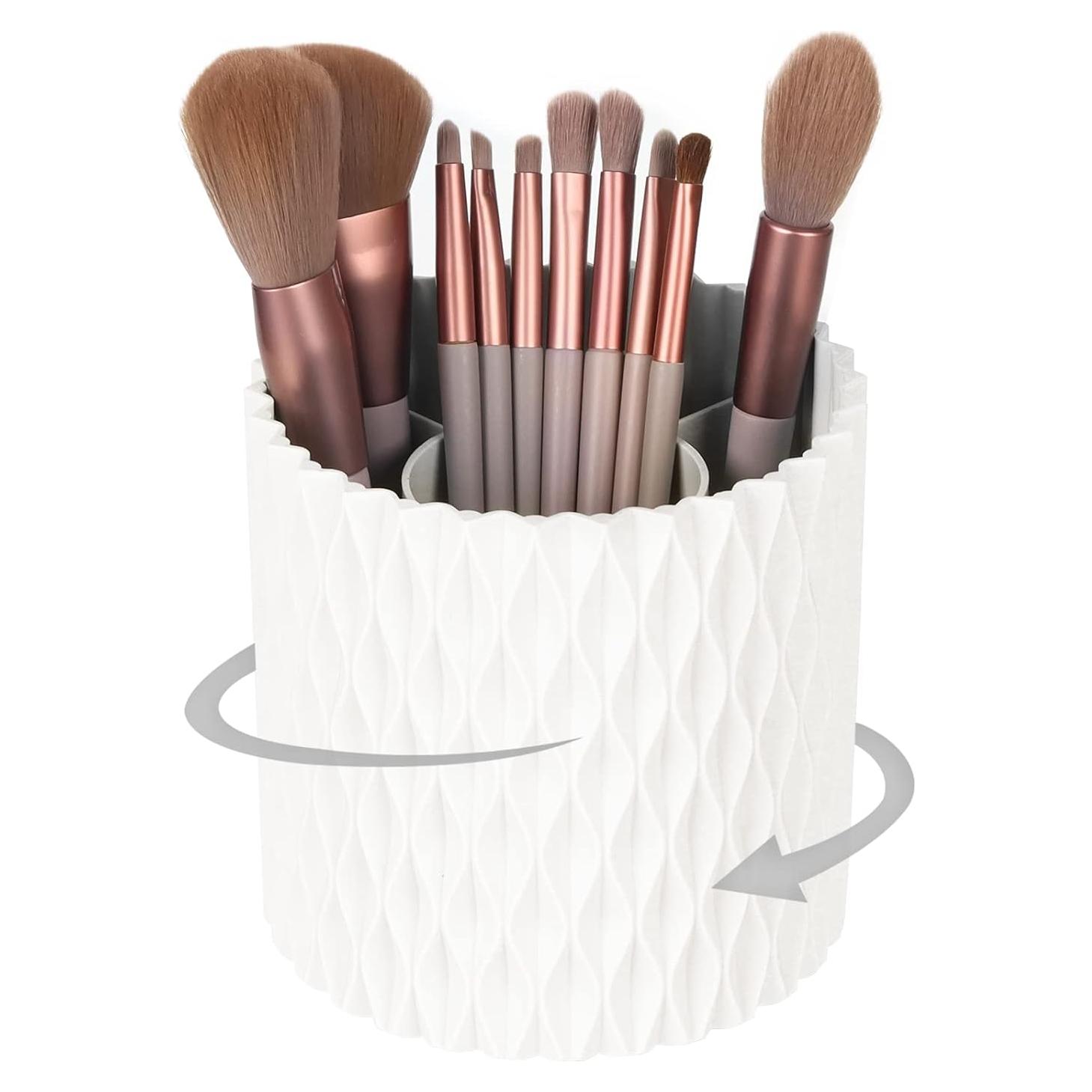 Organizador de Brochas de Maquillaje HSSPANFN Blanco 5 Compartimentos