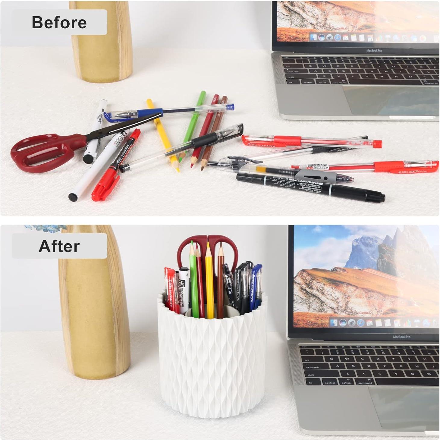 Organizador de Brochas de Maquillaje HSSPANFN Blanco 5 Compartimentos