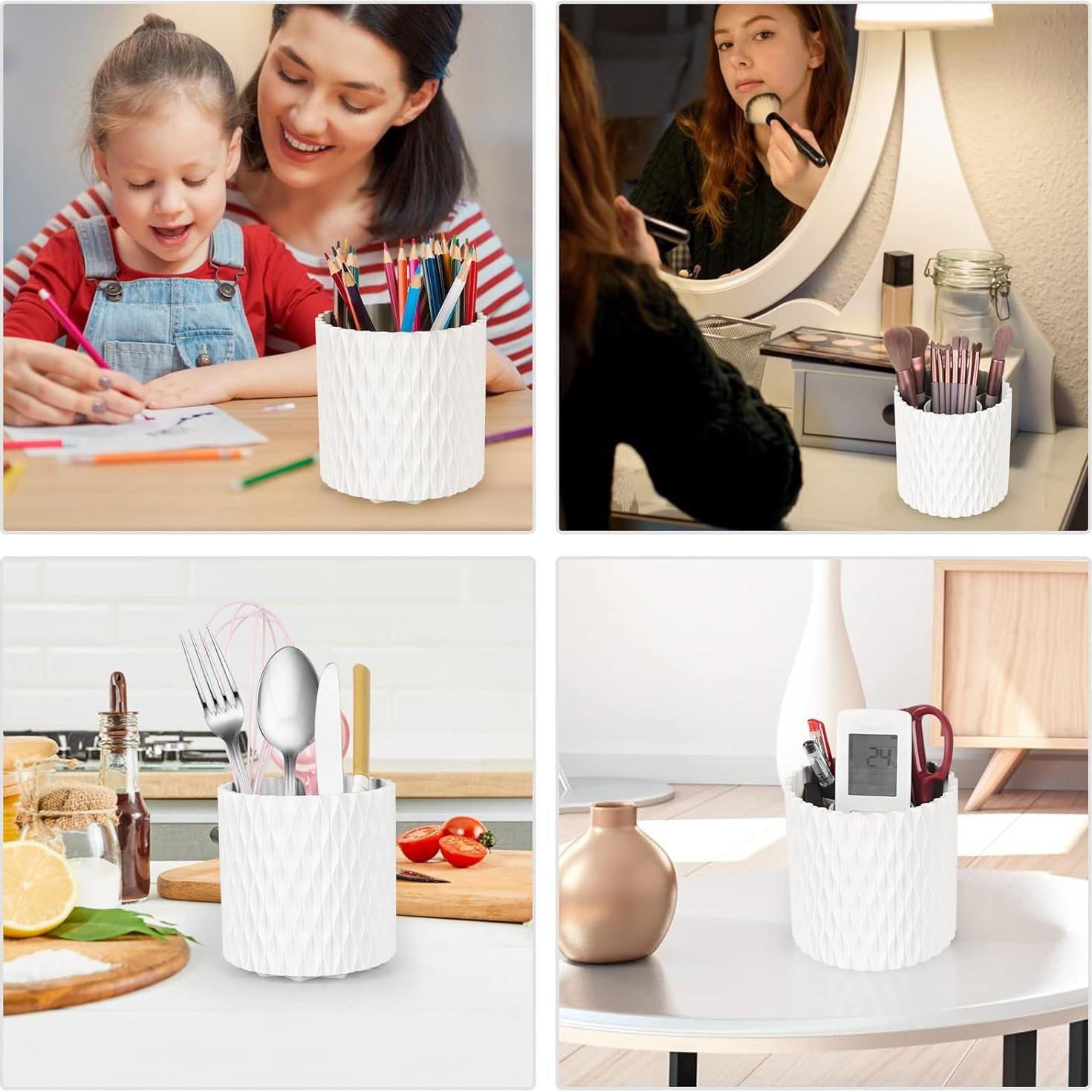 Organizador de Brochas de Maquillaje HSSPANFN Blanco 5 Compartimentos