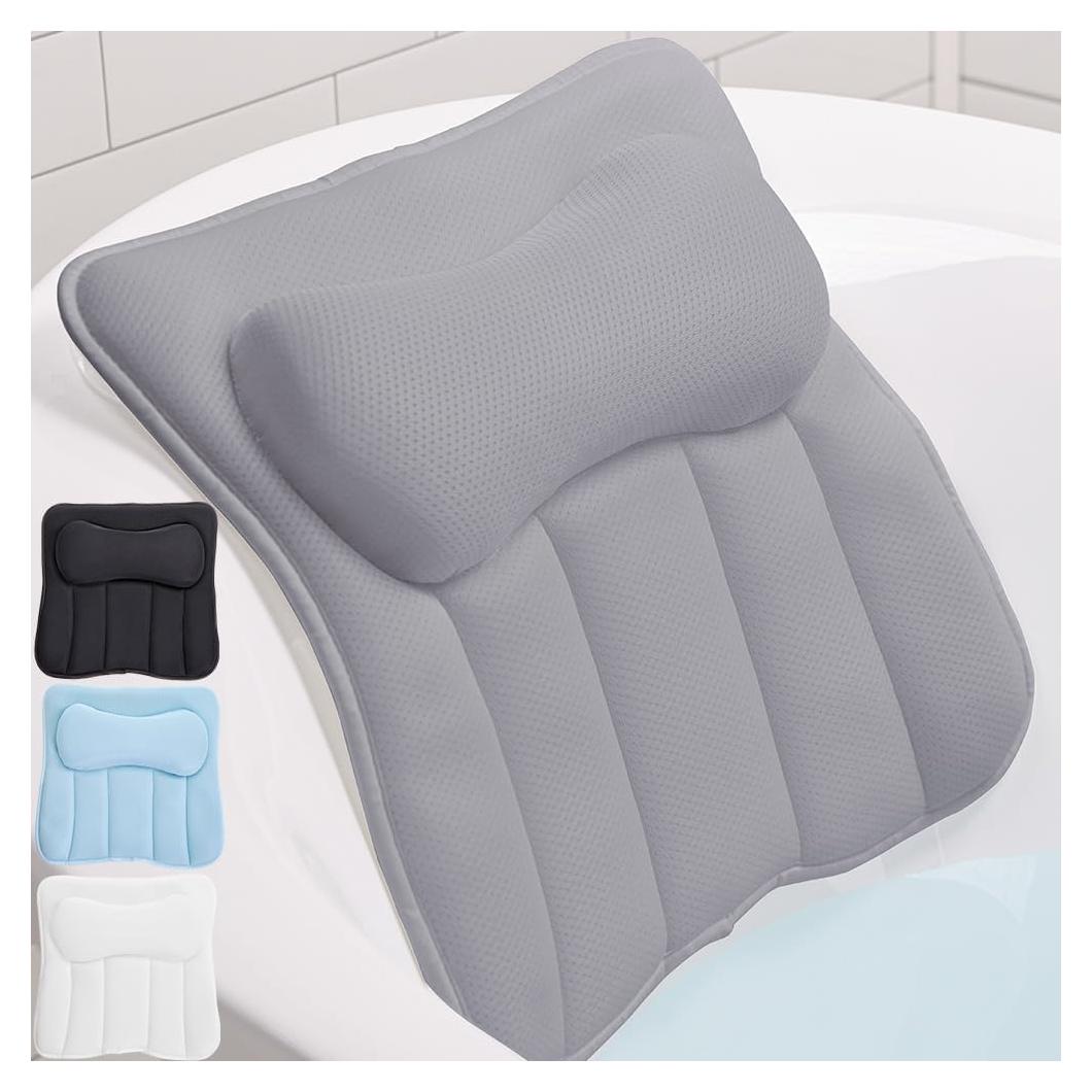 Almohada de Baño Gorilla Grip Gris con Ventosas y Soporte Ergonomico