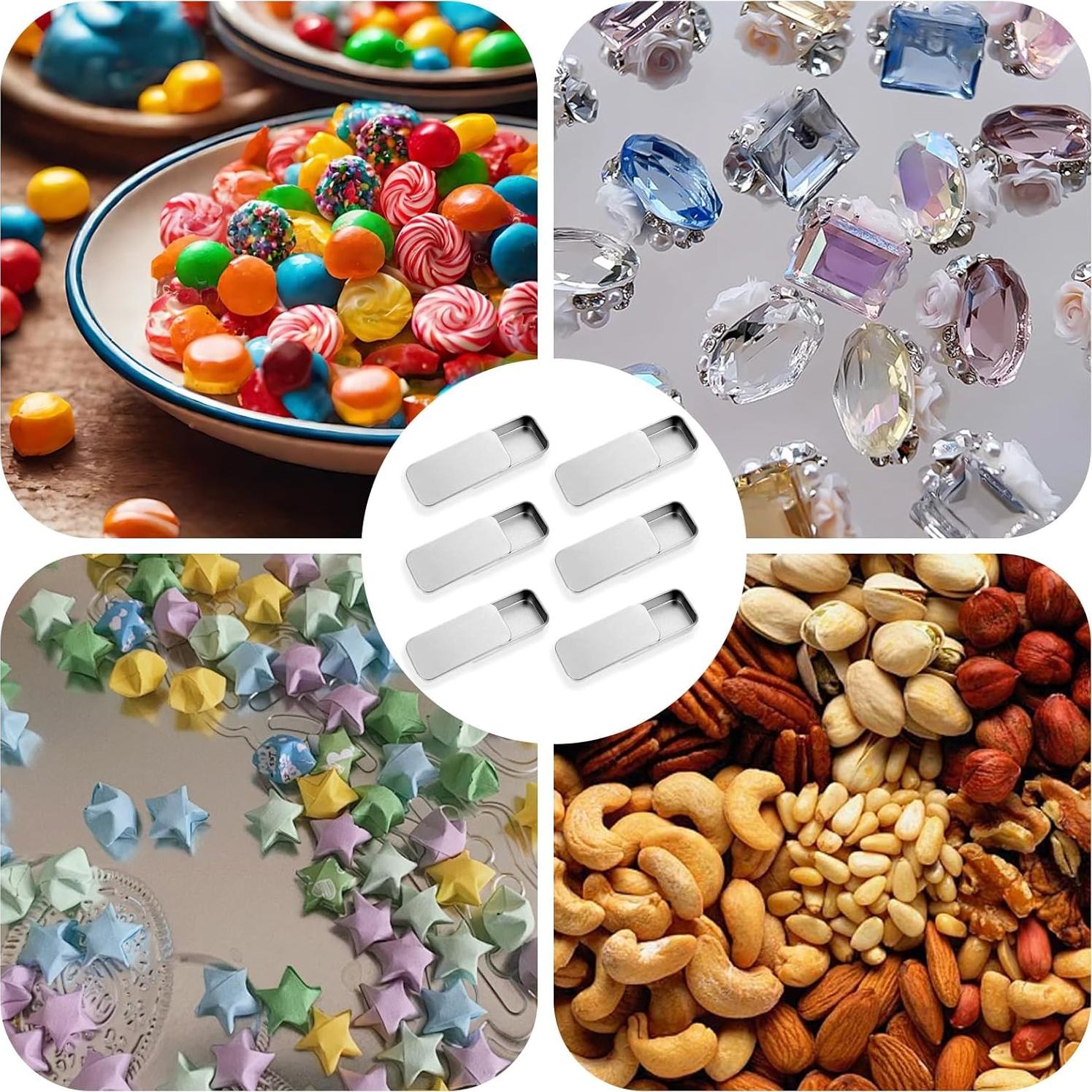 6 Latas Rectangulares de Almacenamiento Metal Larrel Plata