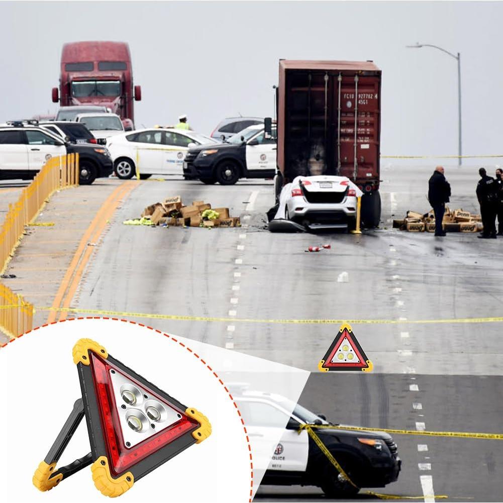 Triángulo de Advertencia LED Lwuey 18x18cm Recargable