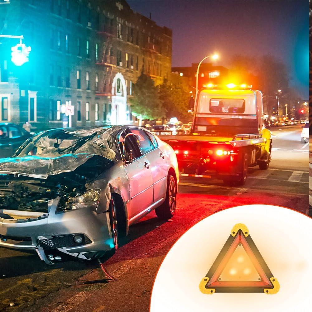 Triángulo de Advertencia LED Lwuey 18x18cm Recargable