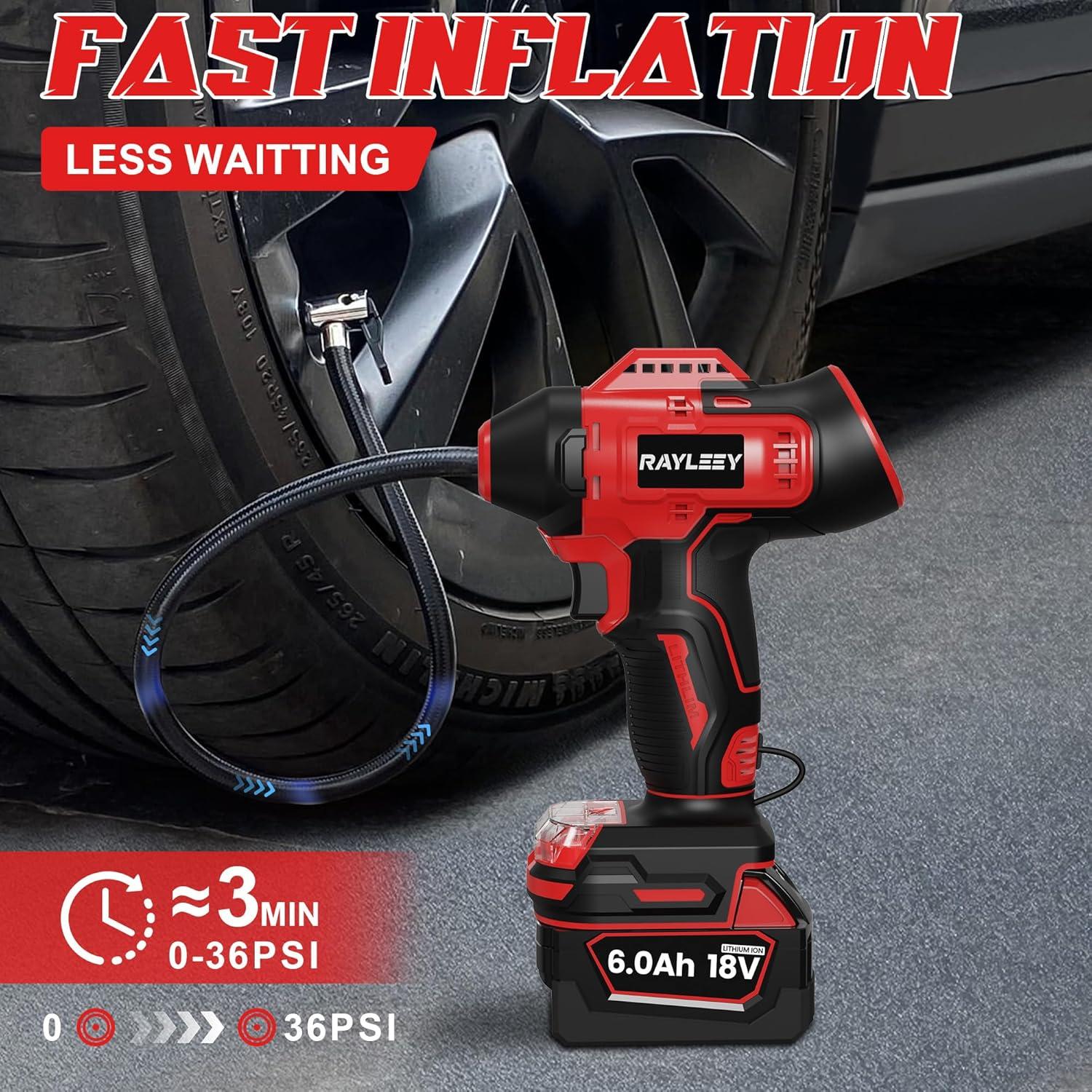 Inflador de Neumáticos Inalámbrico RAYLEEY 160 PSI Portátil