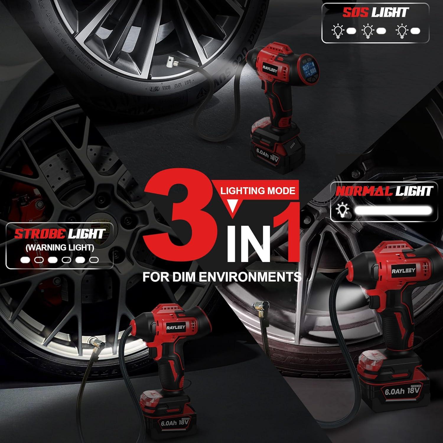 Inflador de Neumáticos Inalámbrico RAYLEEY 160 PSI Portátil