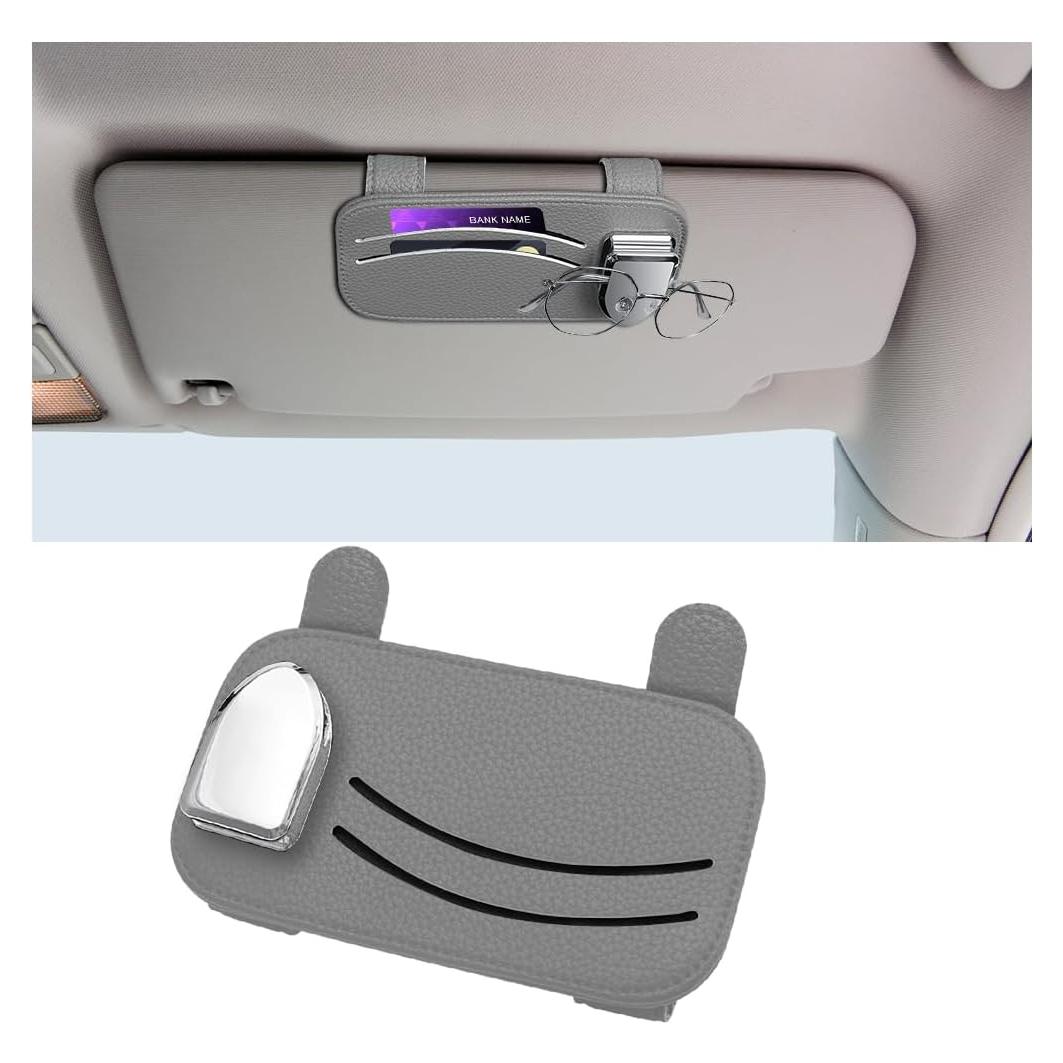 Organizador de Visera de Coche Zpana Gris - Almacenamiento Multifuncional
