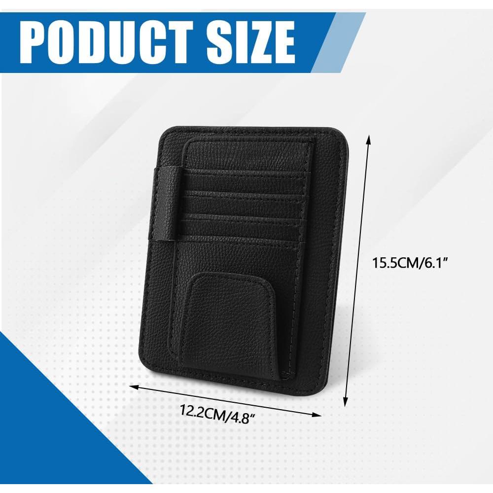 Organizador de Visera de Coche PACLVIO de Cuero Negro 12.5x15.5cm