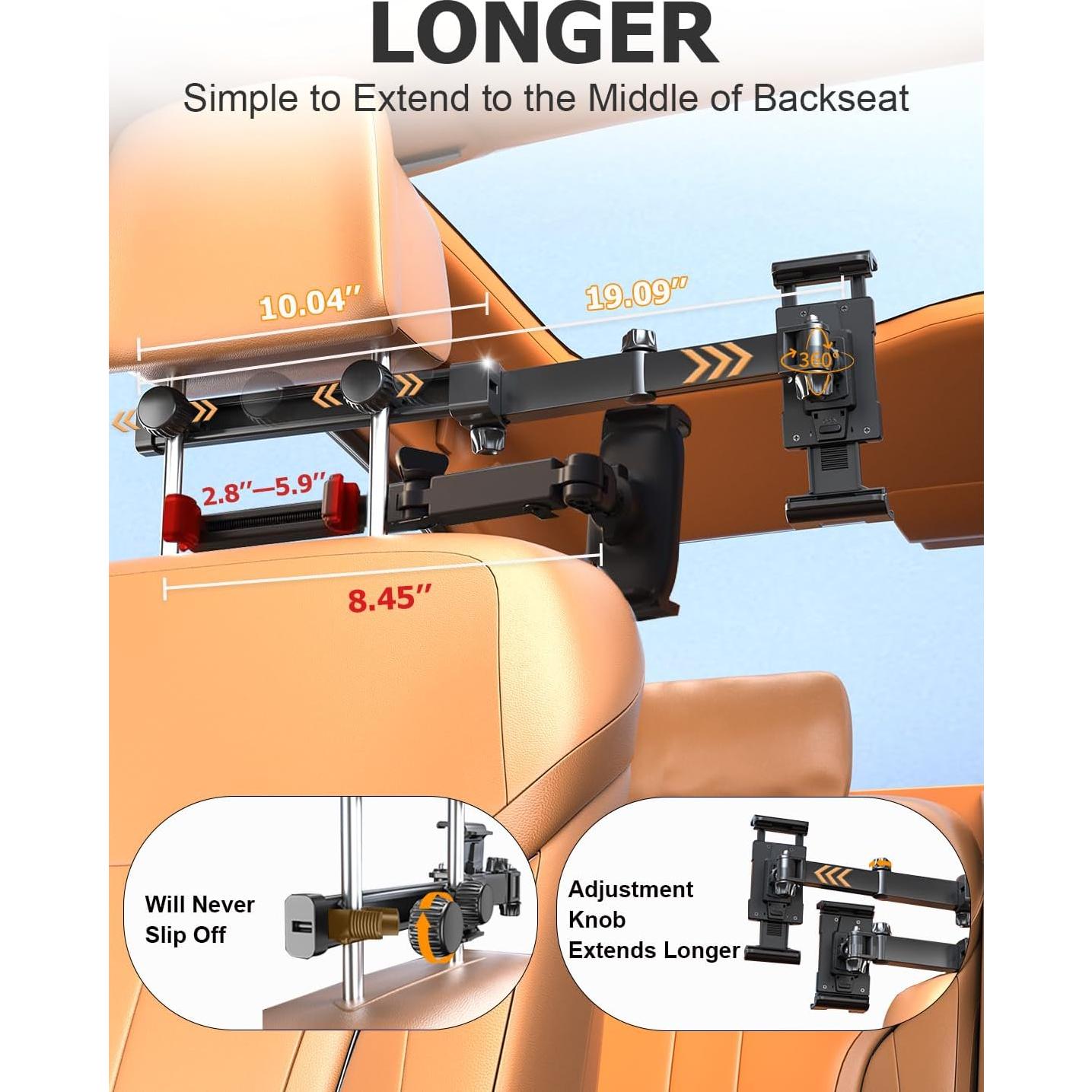 Soporte para Tableta en Reposacabezas OHLPRO Ajustable 4.7-13"