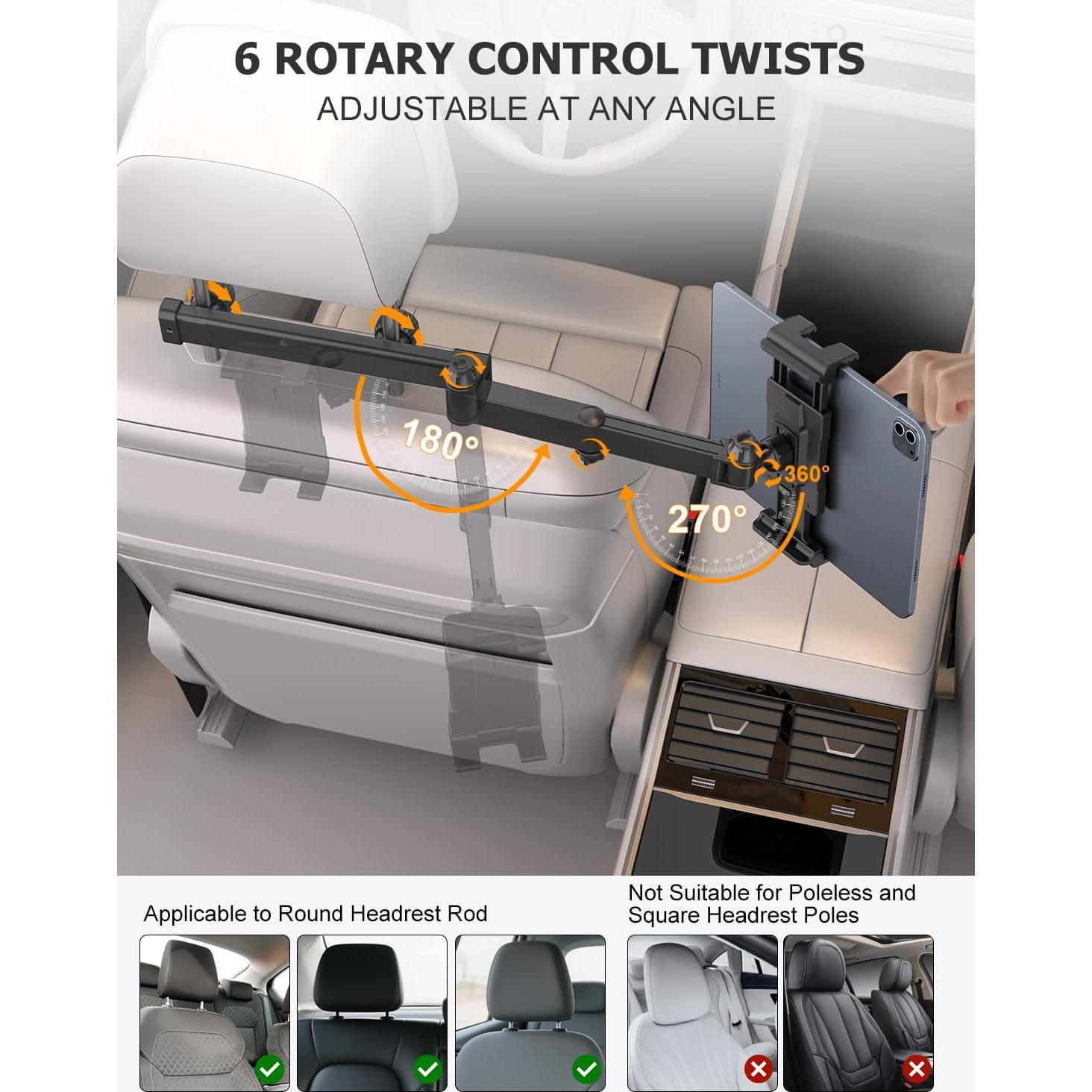 Soporte para Tableta en Reposacabezas OHLPRO Ajustable 4.7-13"