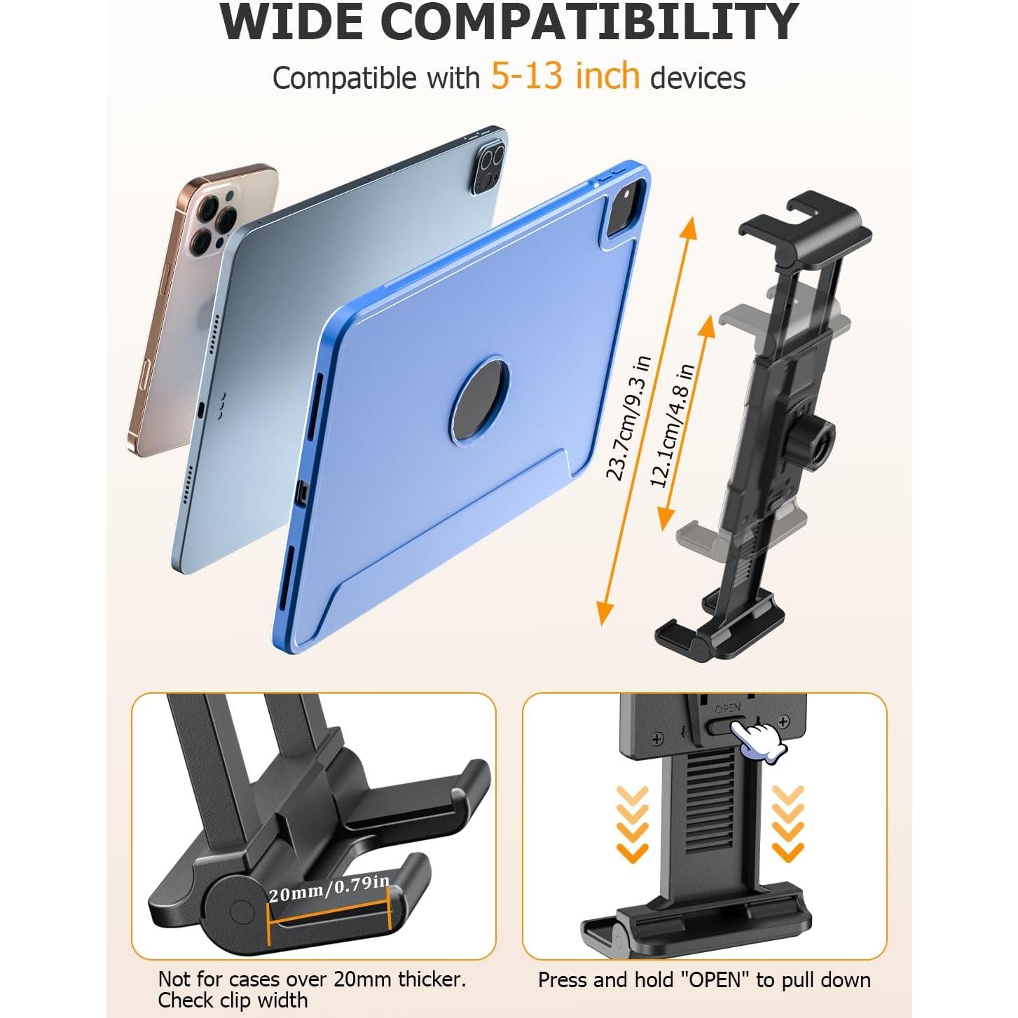 Soporte para Tableta en Reposacabezas OHLPRO Ajustable 4.7-13"