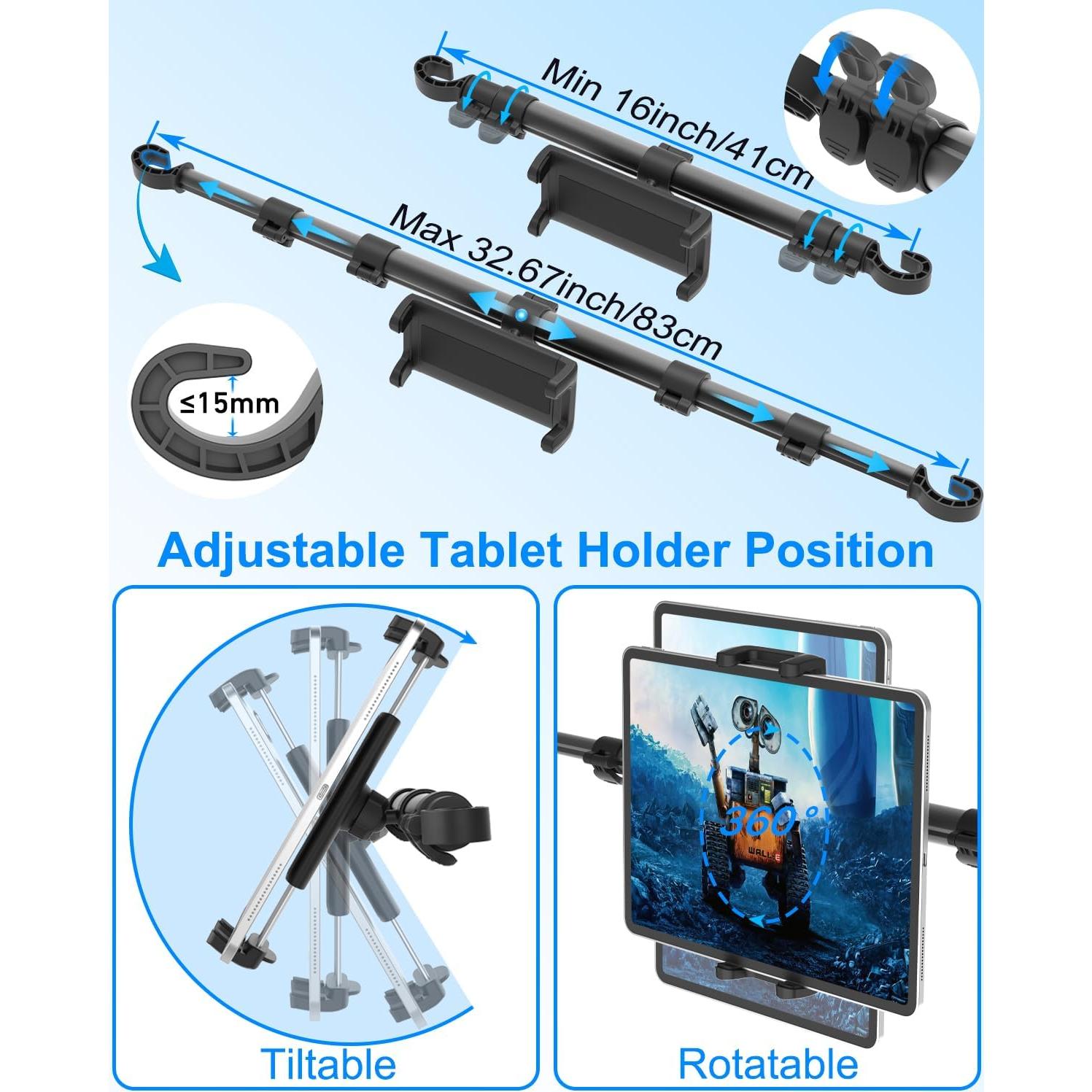 Soporte para Tableta en Reposacabezas Kolasels TS002, Ajustable 360°