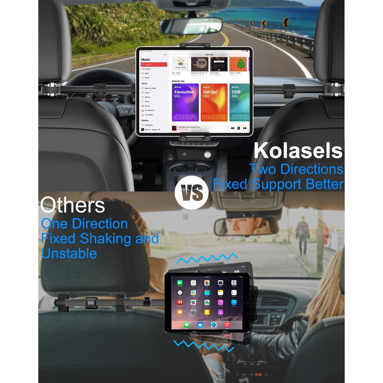 Soporte para Tableta en Reposacabezas Kolasels TS002, Ajustable 360°