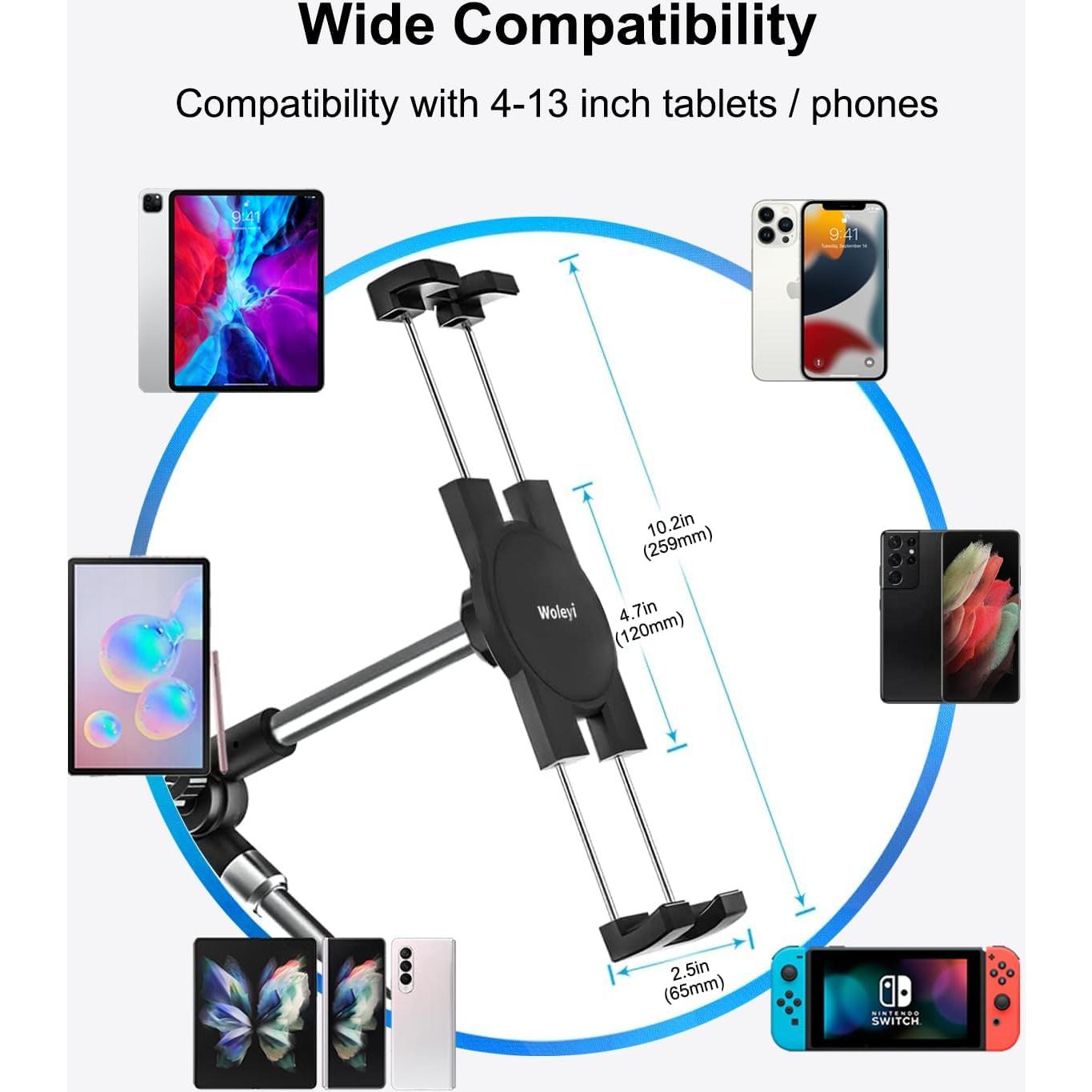 Soporte de Tablet para Riel de Asiento de Coche Woleyi 50 cm