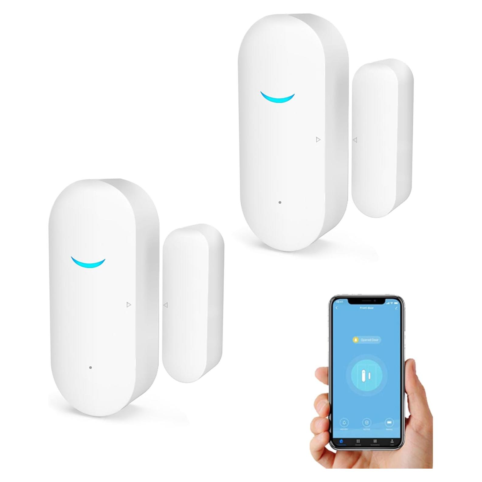 Sensor Inalámbrico de Puerta y Ventana Tuya 2-Pack, Alarma WiFi