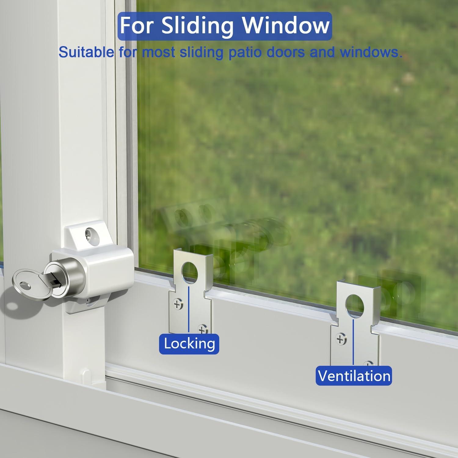 Cerraduras de Ventana Deslizante TOOGOND 2 Pcs Seguridad Blanca