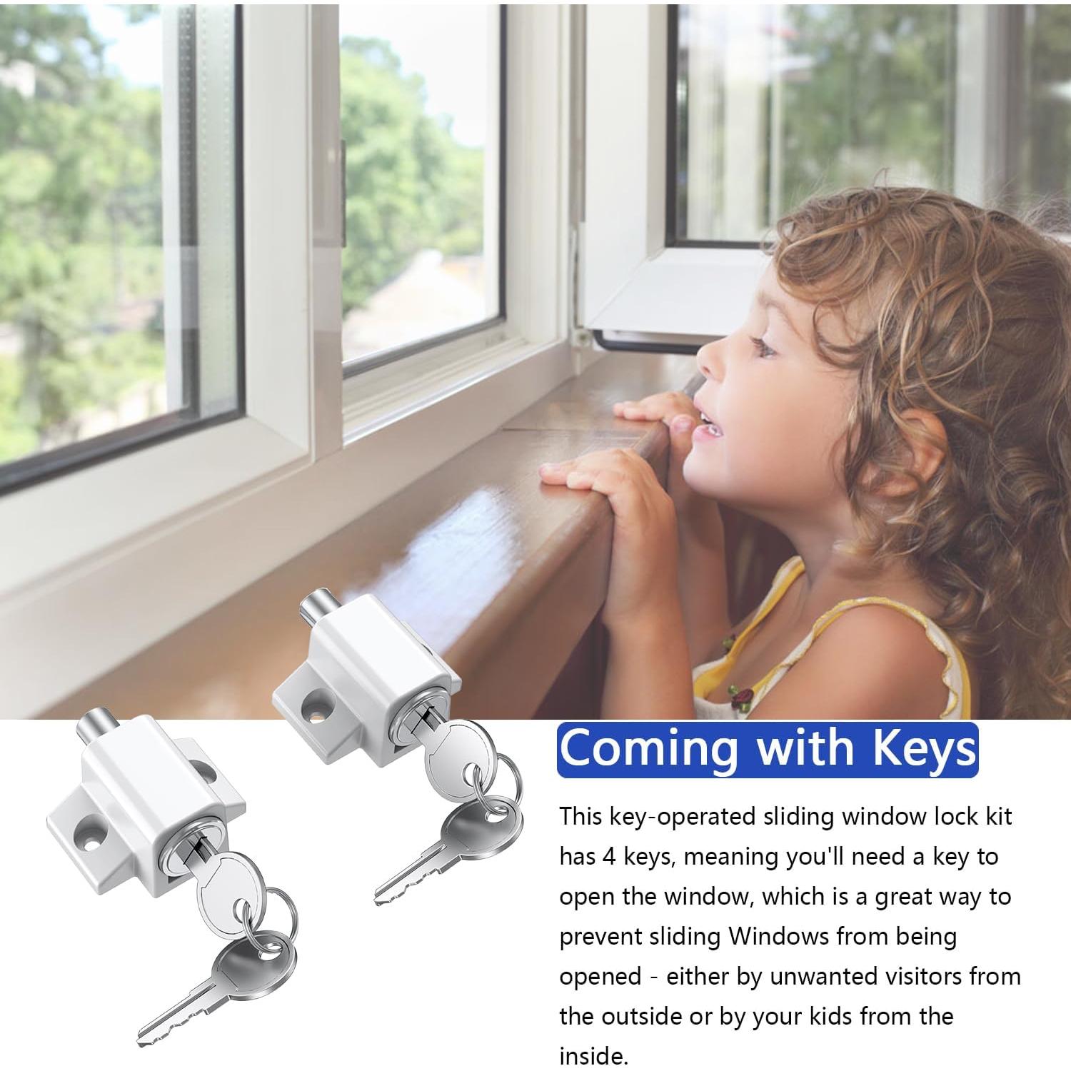 Cerraduras de Ventana Deslizante TOOGOND 2 Pcs Seguridad Blanca