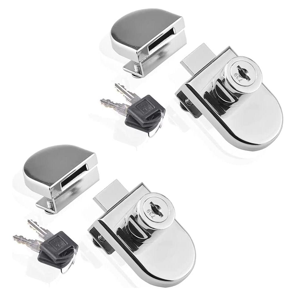 Cerradura de Gabinete de Vidrio Genérico 2 Pcs 5-8mm Cromo